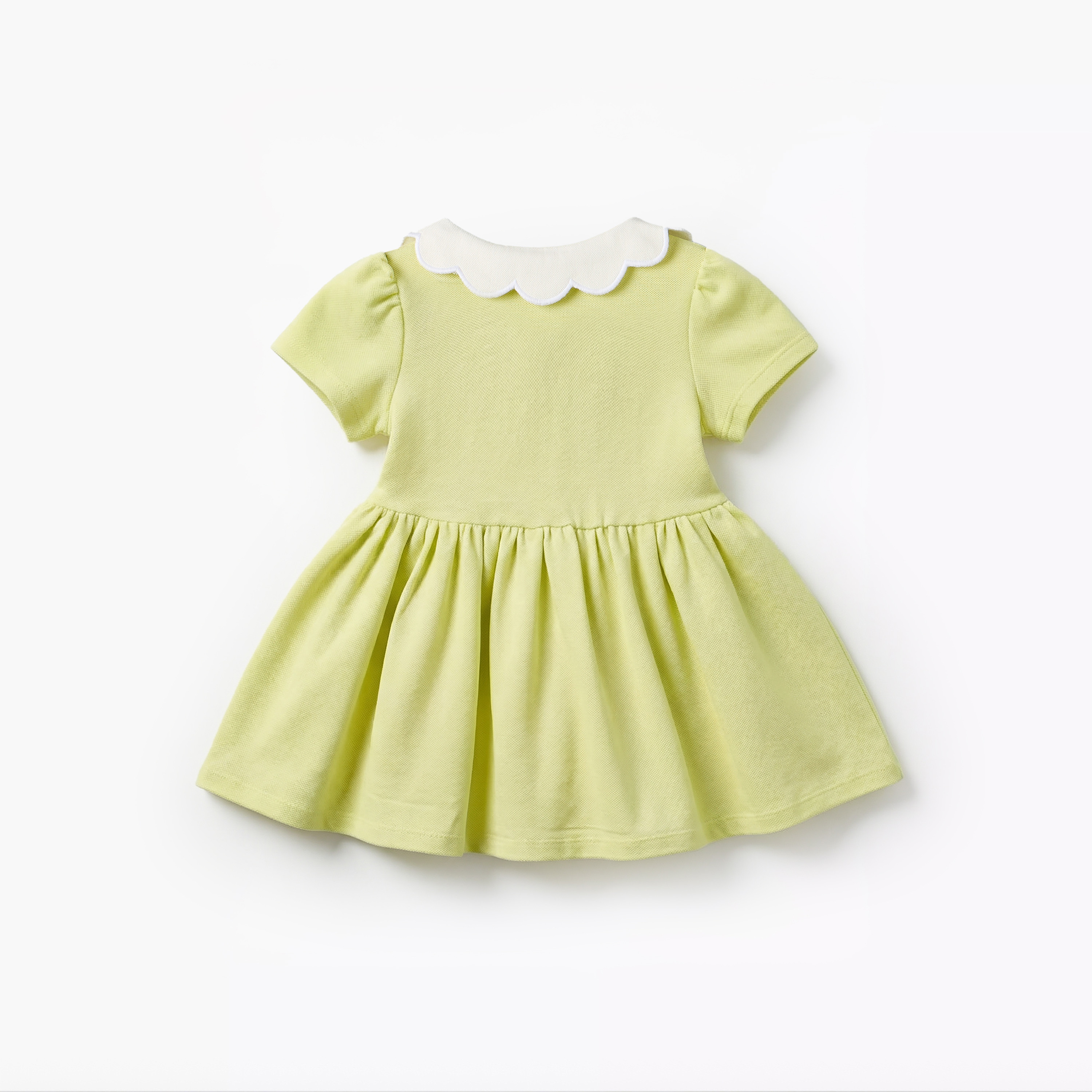 Juniors Scalloped Collar Short Sleeves A-line Dress with Heart Embroidery-baby-girls-clothing-dressesandjumpsuits-image-3