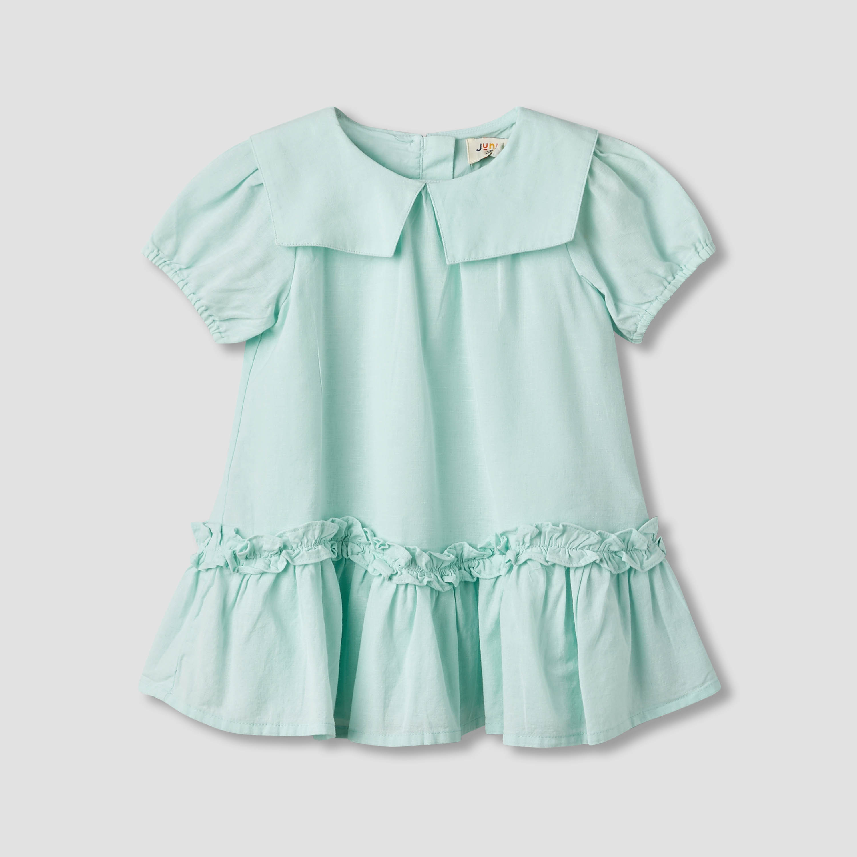 Juniors Sailor Collar Long Sleeves Drop Waist Dress with Ruffle Hem-baby-girls-clothing-dressesandjumpsuits-image-2