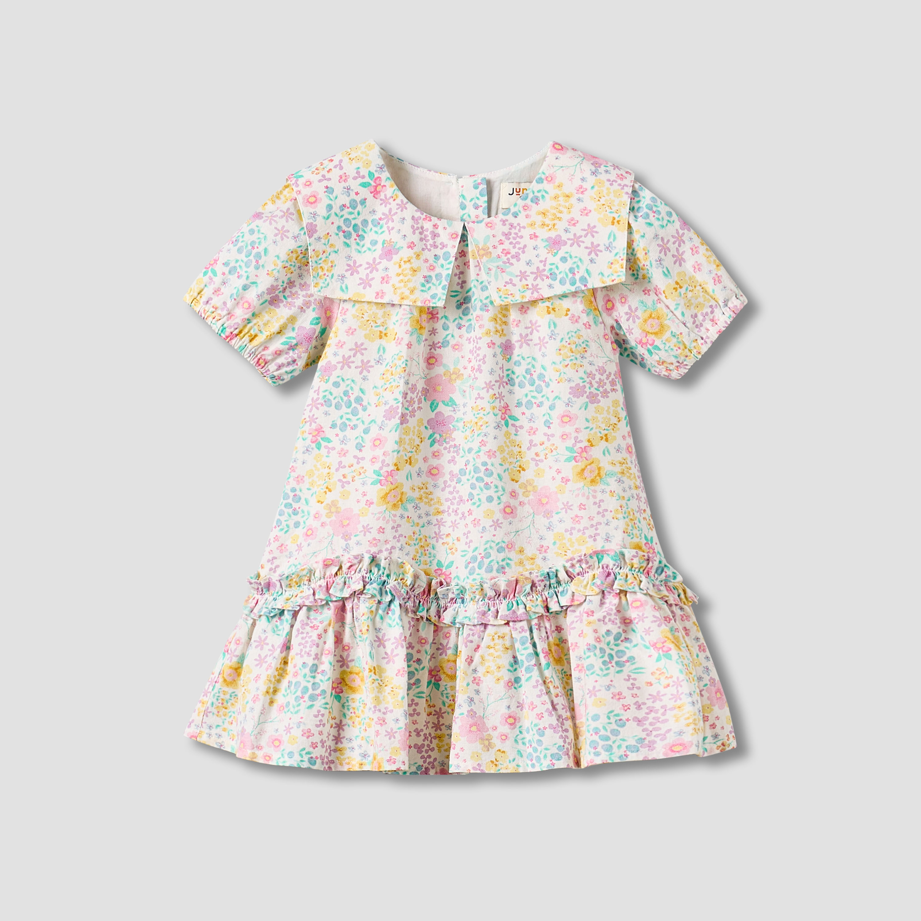 Juniors Sailor Collar Long Sleeves Drop Waist Dress with Ruffle Hem-baby-girls-clothing-dressesandjumpsuits-image-2