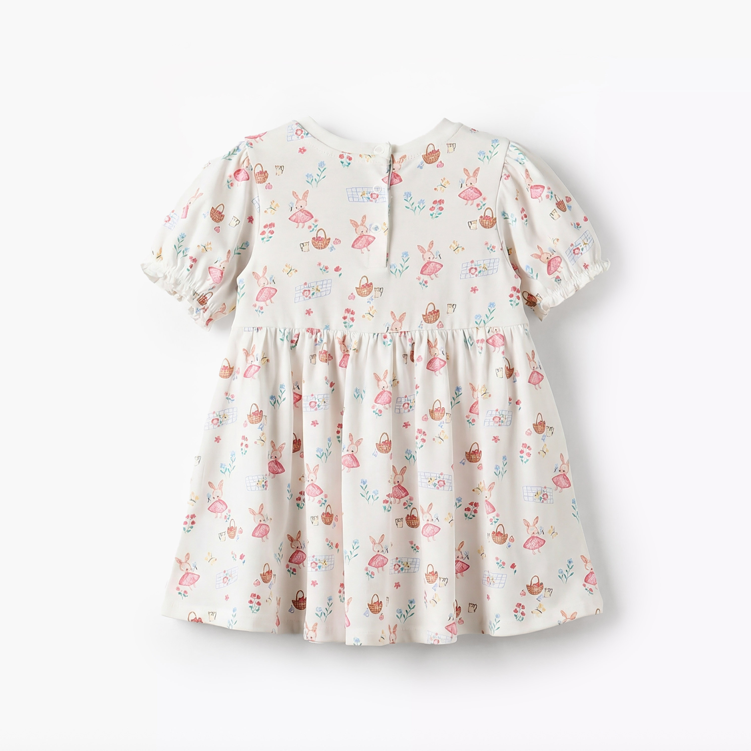 Juniors Round Neck Short Sleeves A-line Dress with Bunny Print-baby-girls-clothing-dressesandjumpsuits-image-3