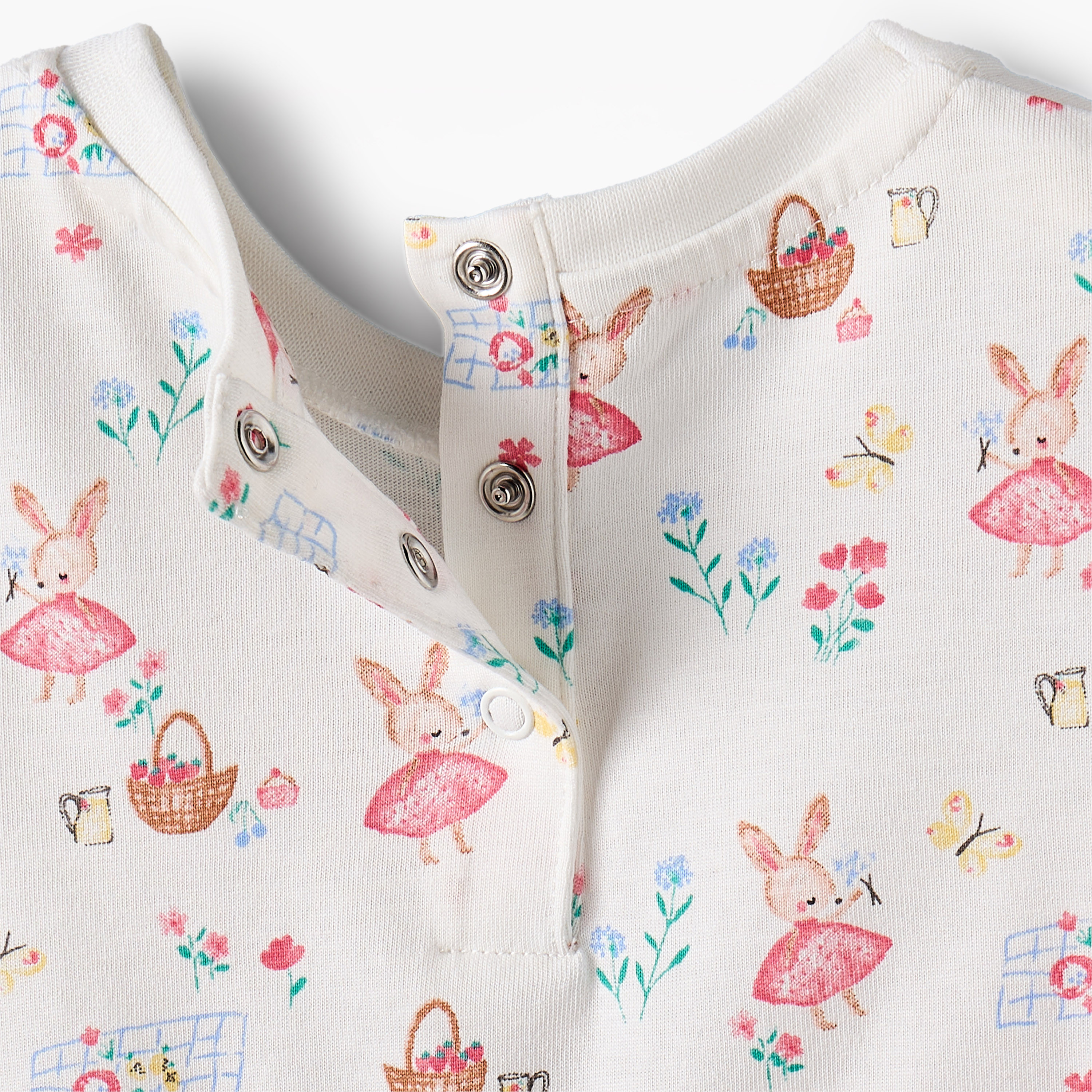 Juniors Round Neck Short Sleeves A-line Dress with Bunny Print-baby-girls-clothing-dressesandjumpsuits-image-5