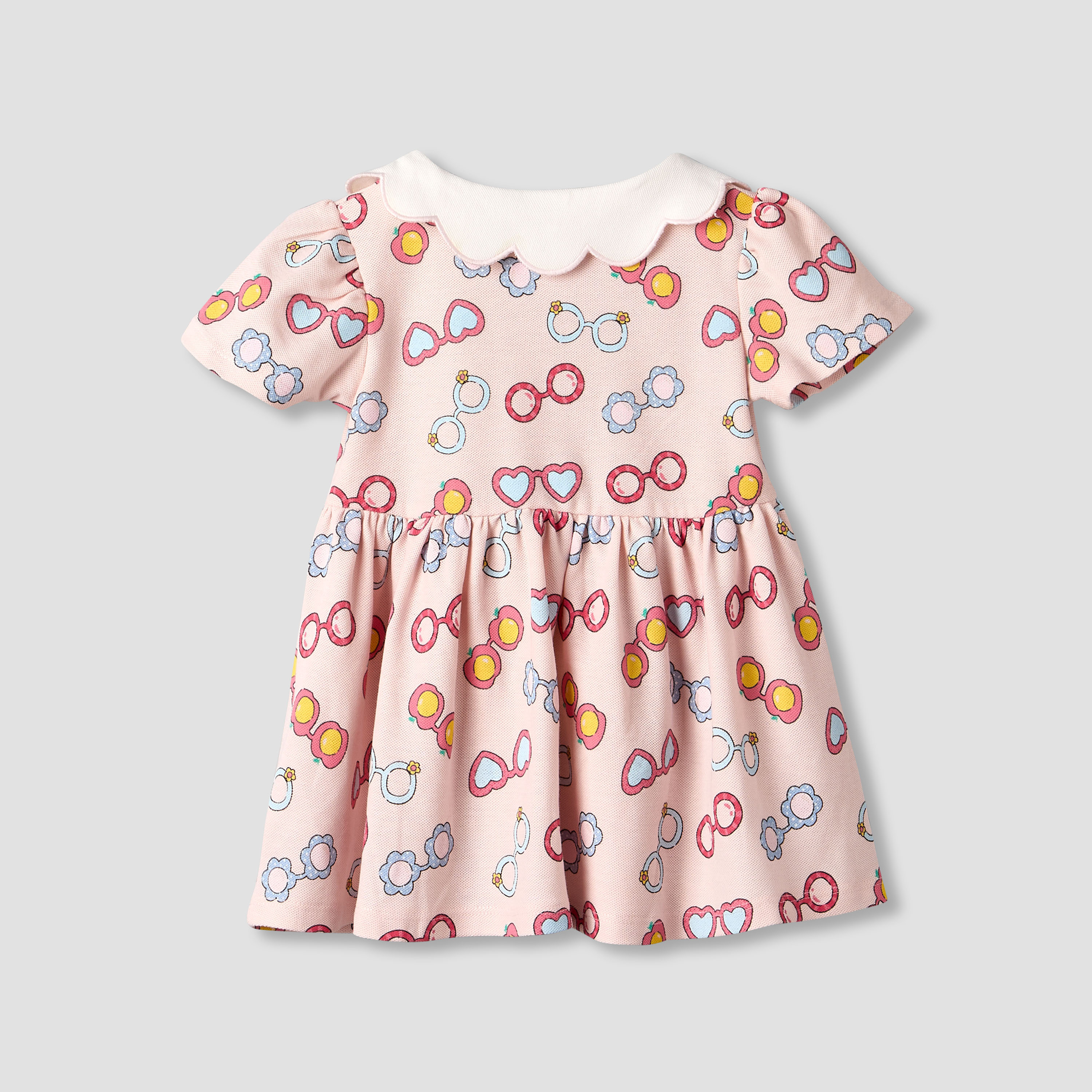 Juniors Peter Pan Collar Short Sleeves A-line Dress with Heart Print-baby-girls-clothing-dressesandjumpsuits-image-4
