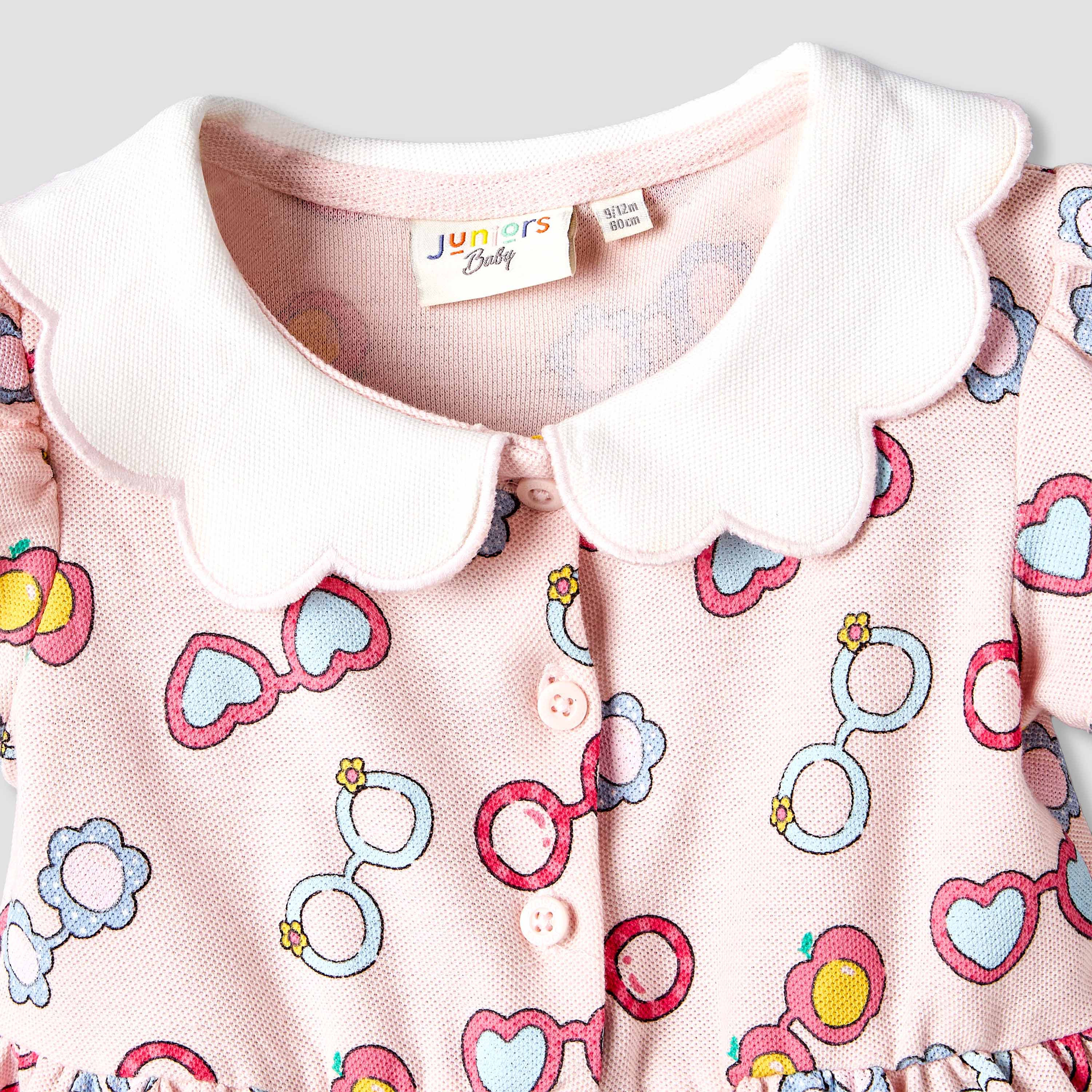 Juniors Peter Pan Collar Short Sleeves A-line Dress with Heart Print-baby-girls-clothing-dressesandjumpsuits-image-5