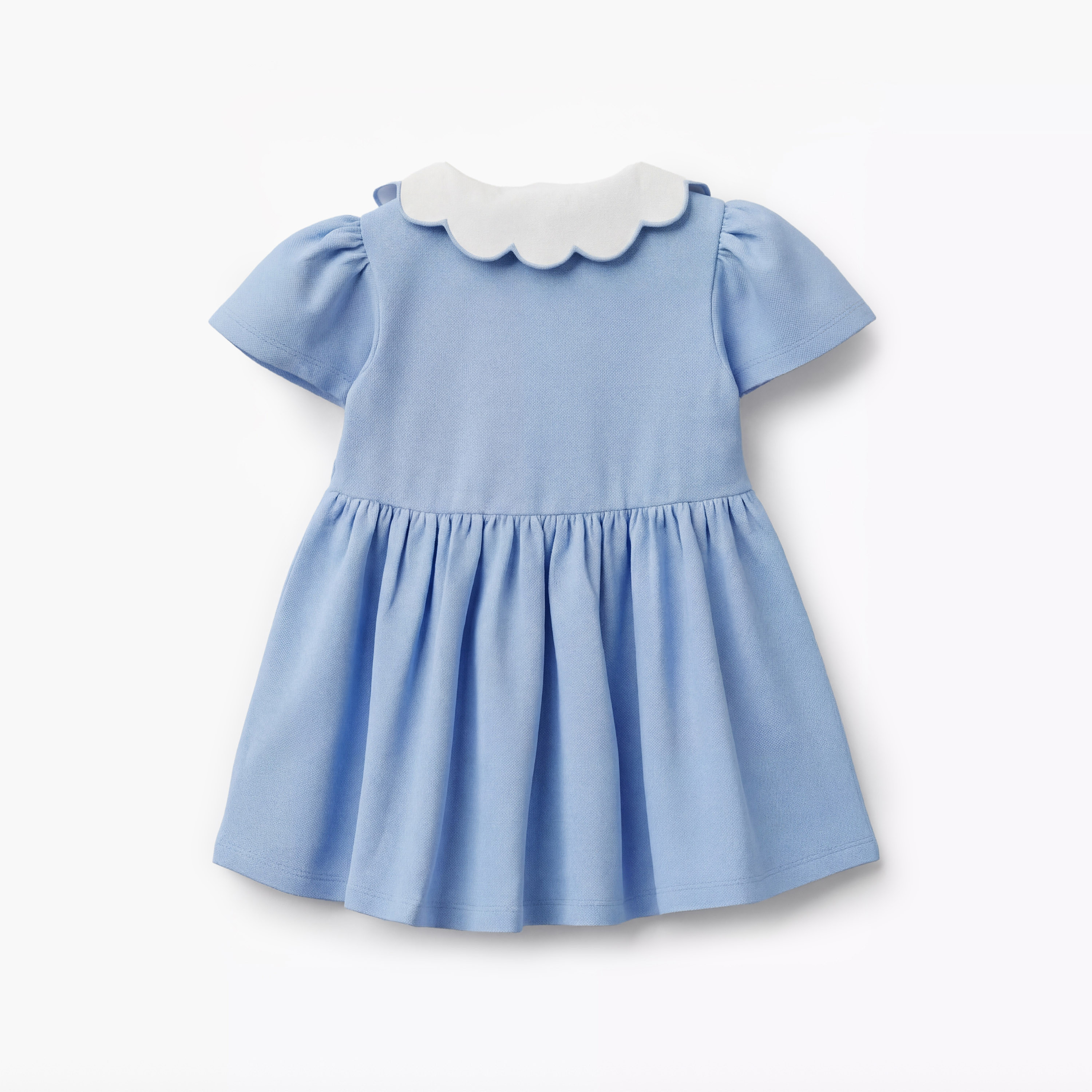 Juniors Scallop Collar Short Sleeves A-line Dress with Heart Embroidery-baby-girls-clothing-dressesandjumpsuits-image-3