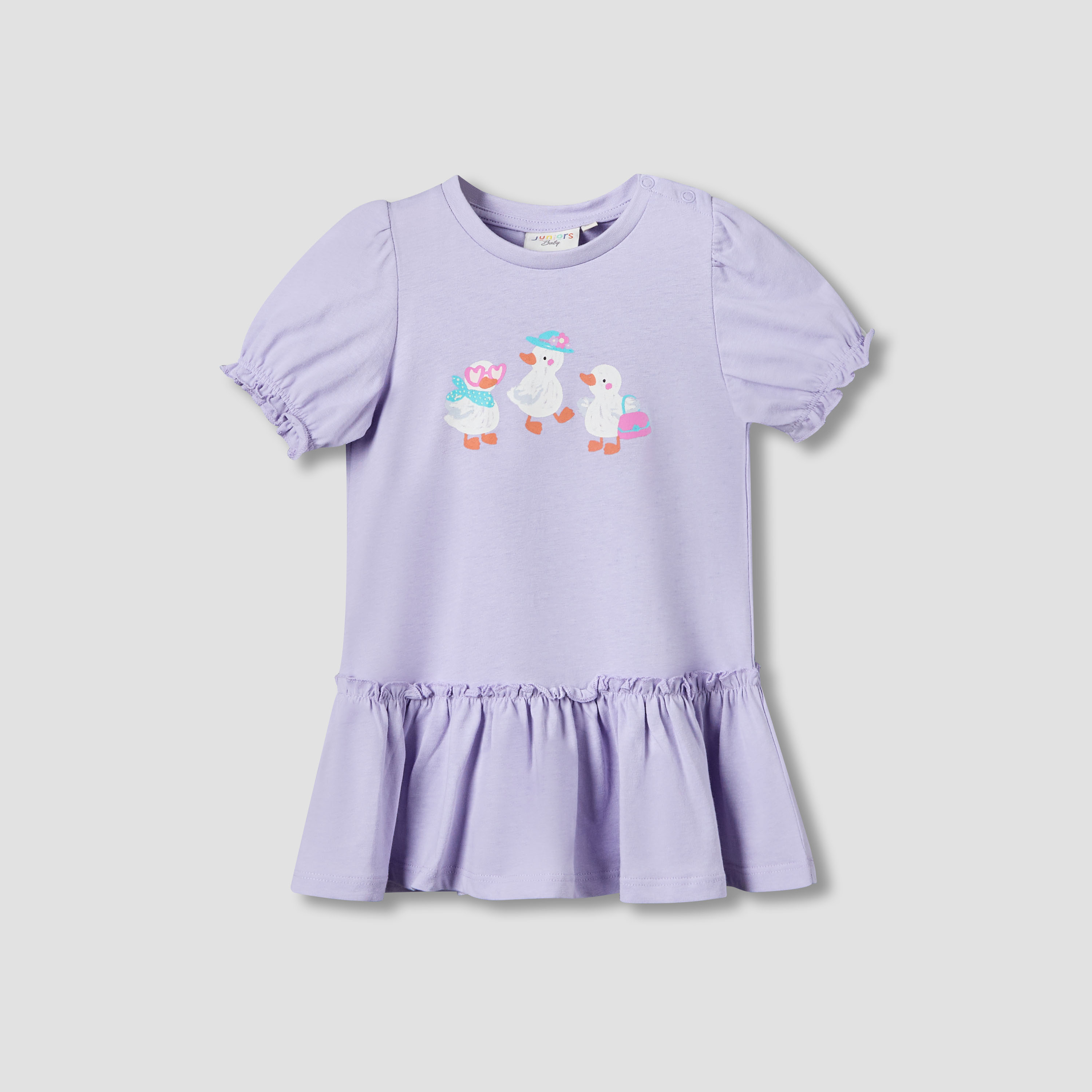 Pack of 2 Juniors Round Neck Short Sleeves Knee Length Dress with Duck Print-baby-girls-clothing-dressesandjumpsuits-image-4
