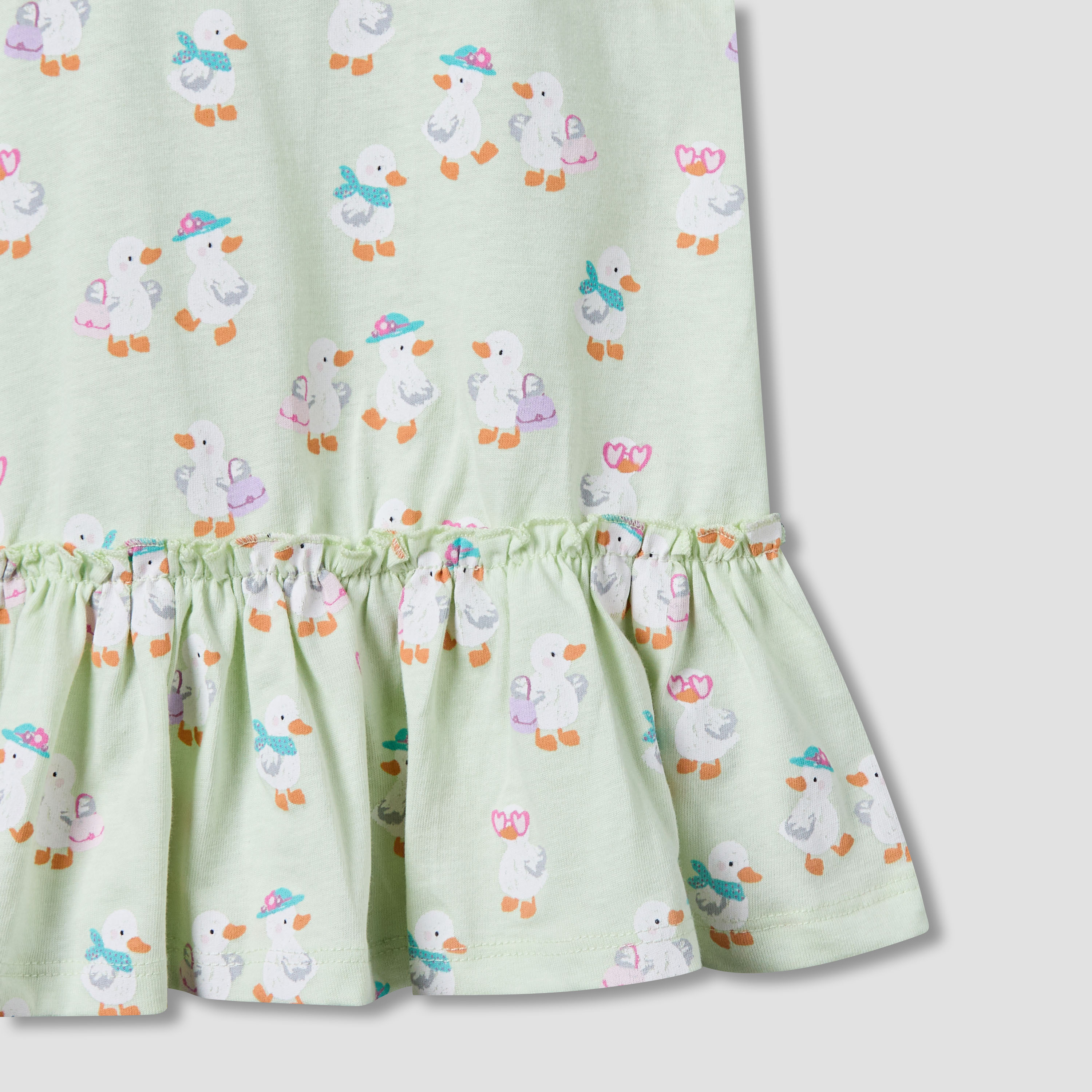 Pack of 2 Juniors Round Neck Short Sleeves Knee Length Dress with Duck Print-baby-girls-clothing-dressesandjumpsuits-image-6