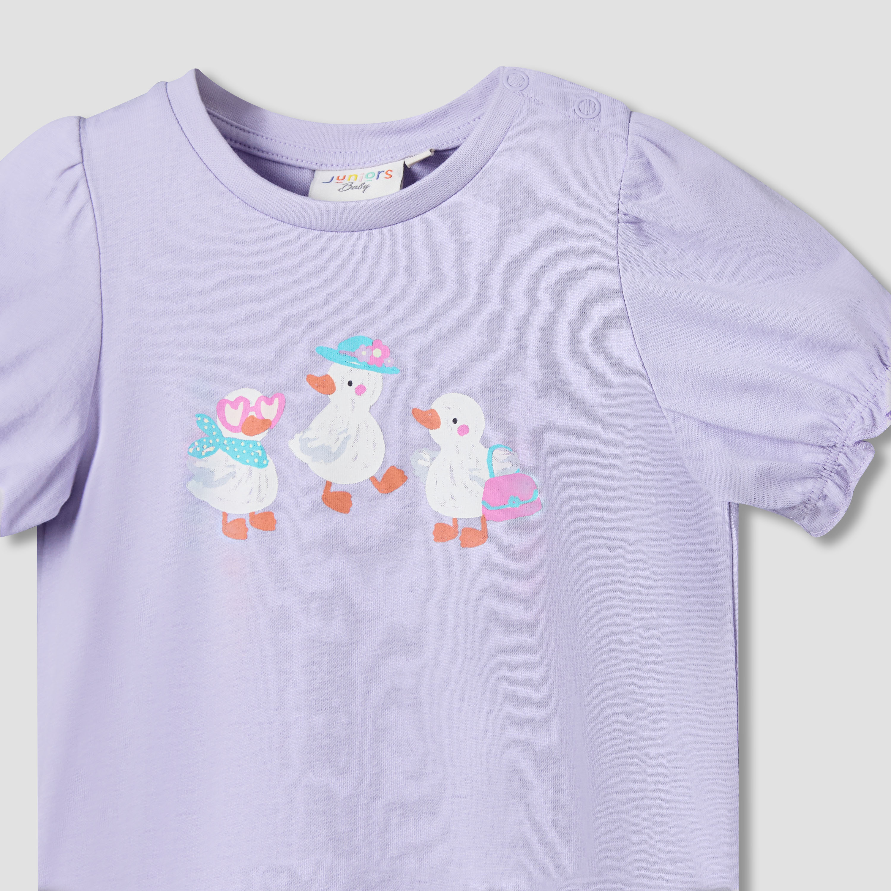 Pack of 2 Juniors Round Neck Short Sleeves Knee Length Dress with Duck Print-baby-girls-clothing-dressesandjumpsuits-image-7