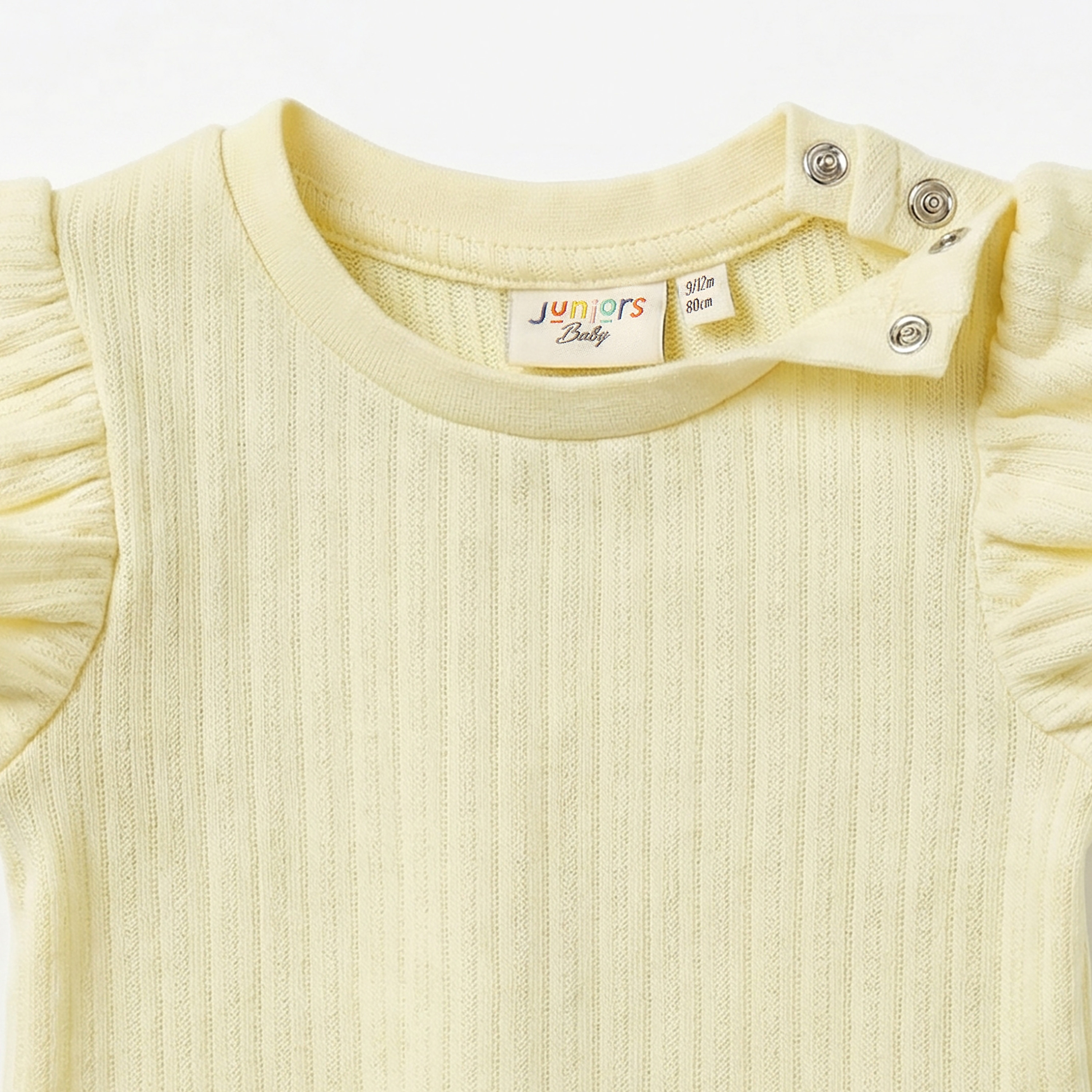 فستان إيه لاين بياقة مستديرة وأكمام قصيرة وتفاصيل كشكش من جونيورز-baby-girls-clothing-dressesandjumpsuits-image-5