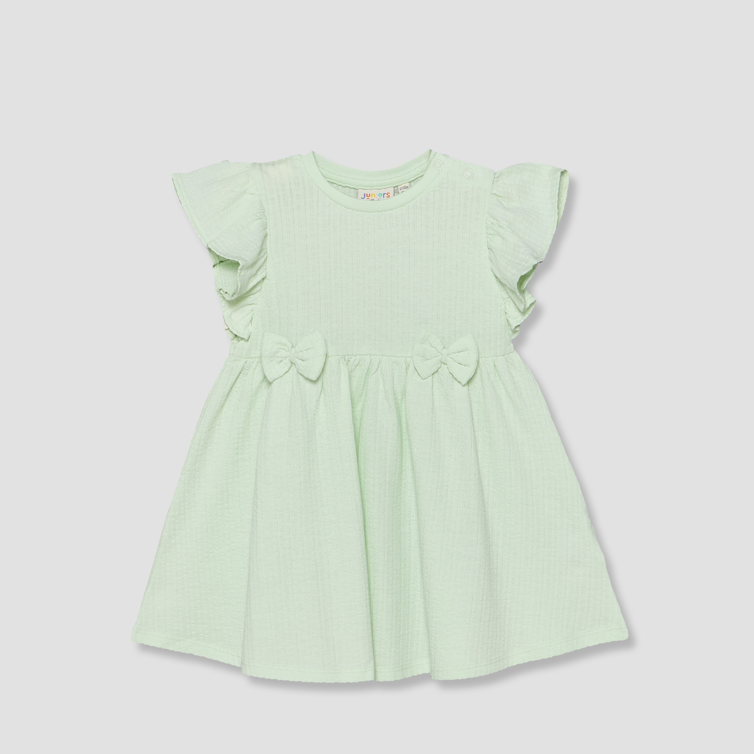 Juniors Round Neck Short Sleeves A-line Dress with Bow Accents-baby-girls-clothing-dressesandjumpsuits-image-2