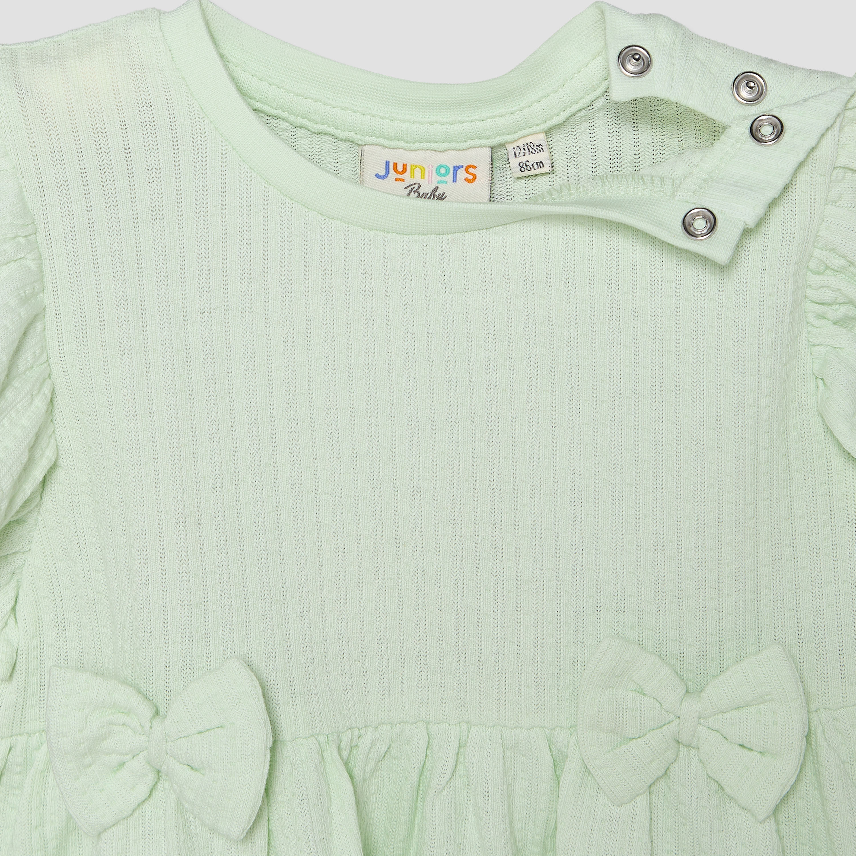 Juniors Round Neck Short Sleeves A-line Dress with Bow Accents-baby-girls-clothing-dressesandjumpsuits-image-5