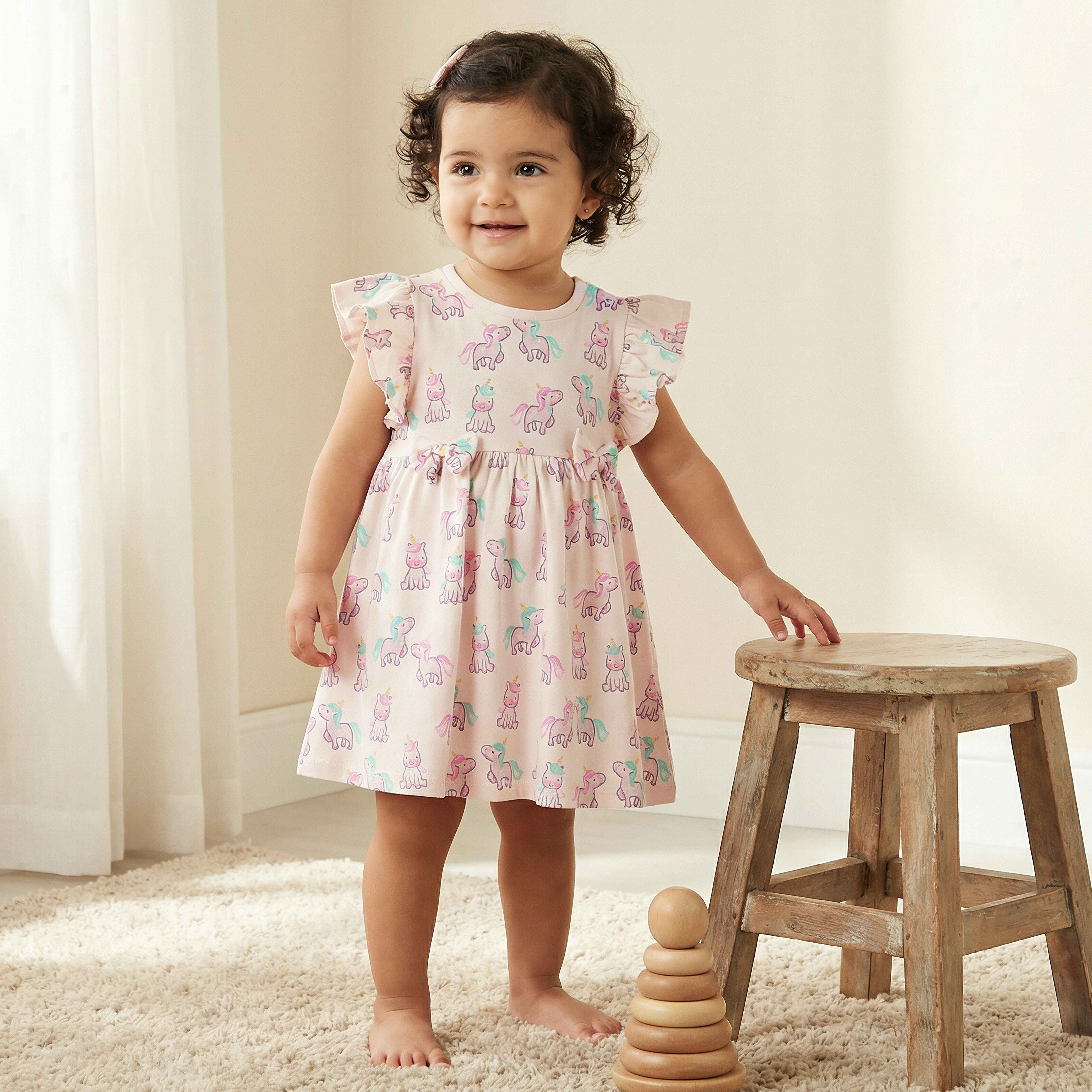 Juniors Round Neck Sleeveless A-line Dress with Unicorn Print-baby-girls-clothing-dressesandjumpsuits-image-1