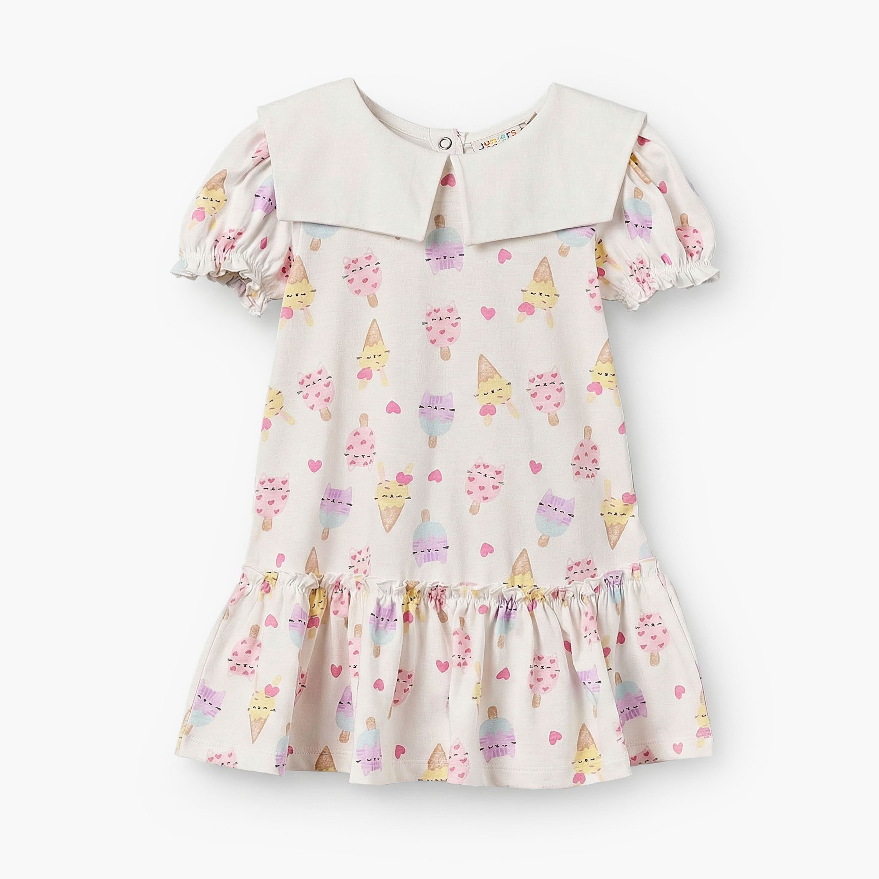 Pack of 2 Juniors Short Sleeves Drop Waist Dress with Ice Cream Print-baby-girls-clothing-dressesandjumpsuits-image-3