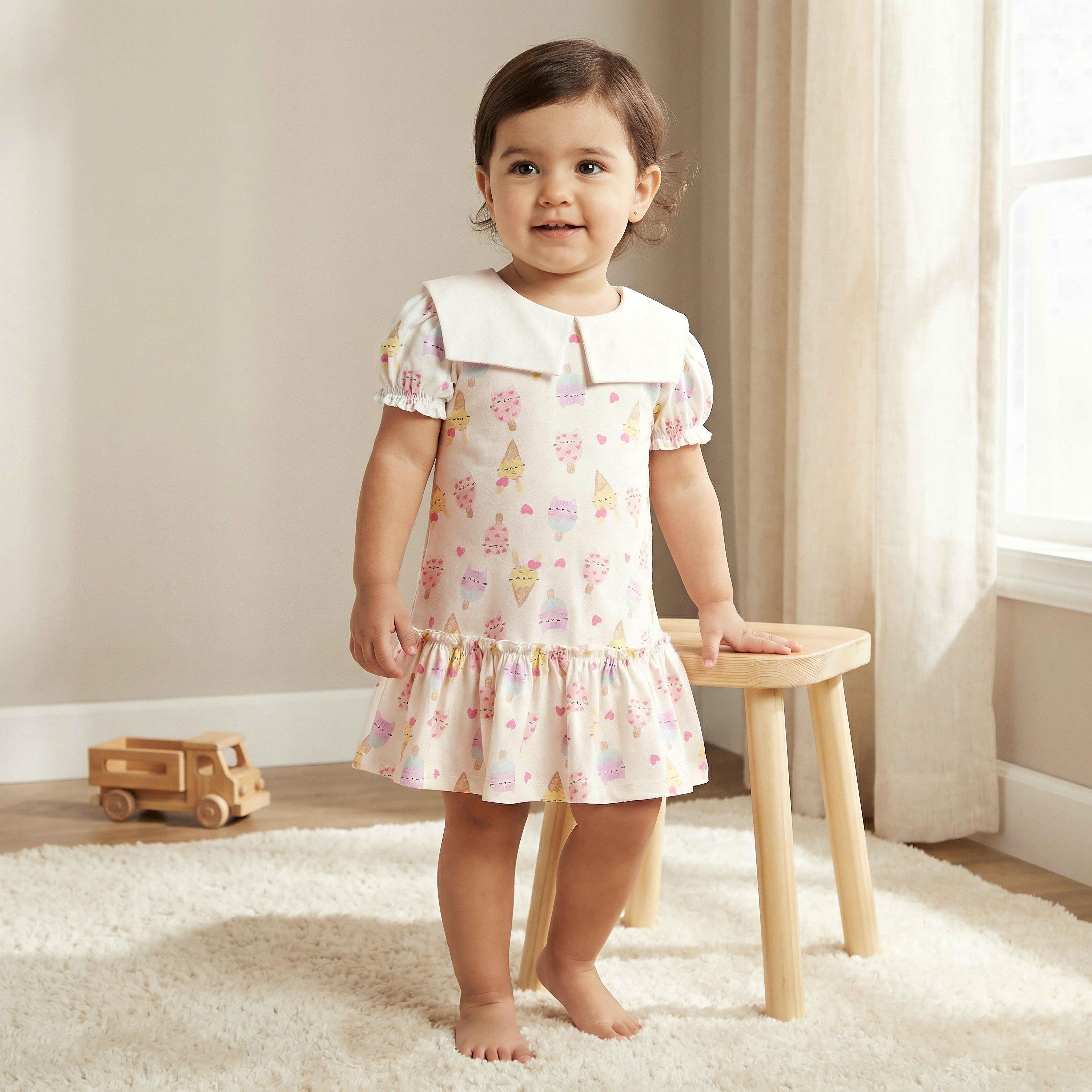 Pack of 2 Juniors Short Sleeves Drop Waist Dress with Ice Cream Print-baby-girls-clothing-dressesandjumpsuits-image-2