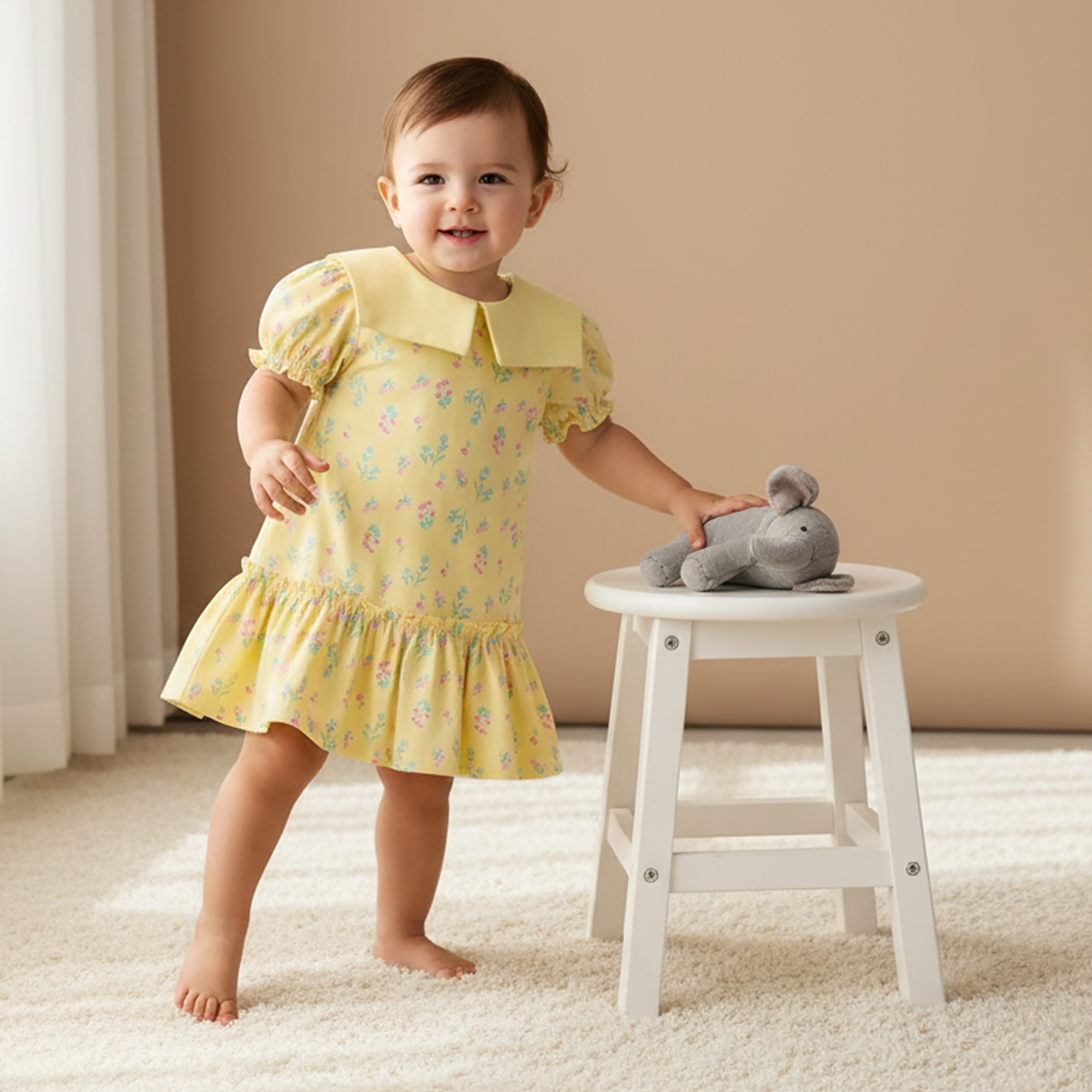 Pack of 2 Juniors Round Neck Short Sleeve Dress with Floral Print-baby-girls-clothing-dressesandjumpsuits-image-2