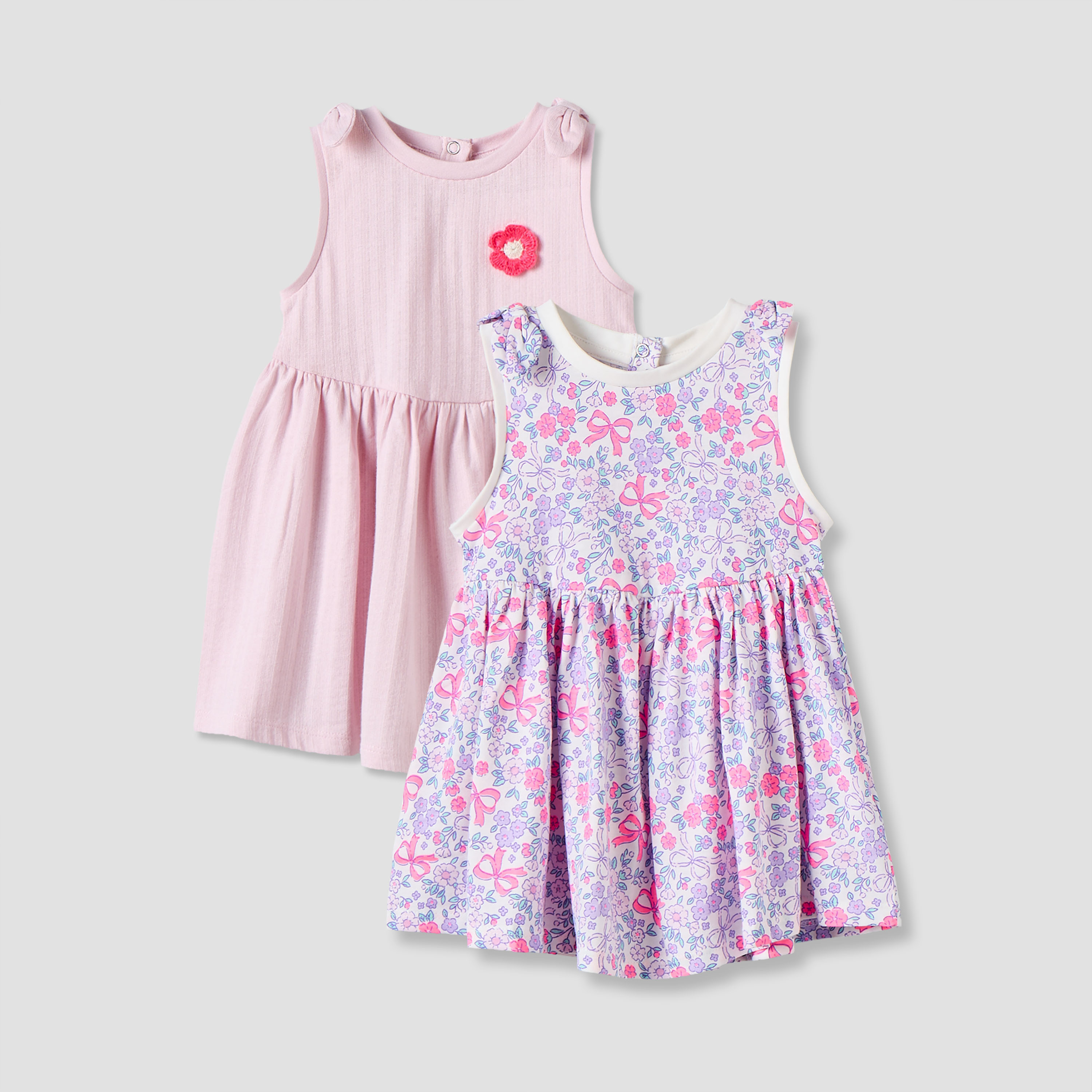 Pack of 2 Juniors Round Neck Sleeveless A-line Dress with Floral Detail-baby-girls-clothing-dressesandjumpsuits-image-1