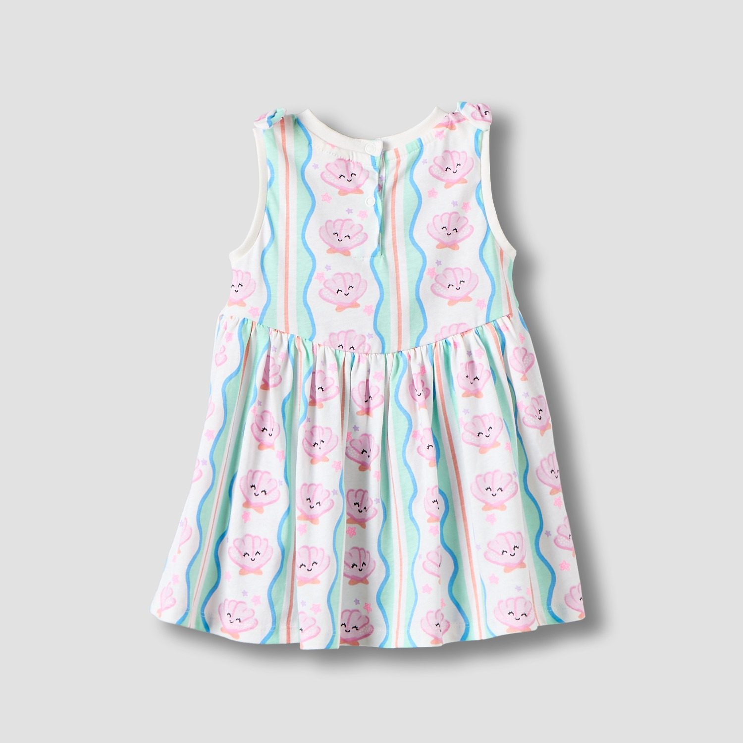 Pack of 2 Juniors Round Neck Sleeveless Knee Length A-line Dress with Shell Print-baby-girls-clothing-dressesandjumpsuits-image-4