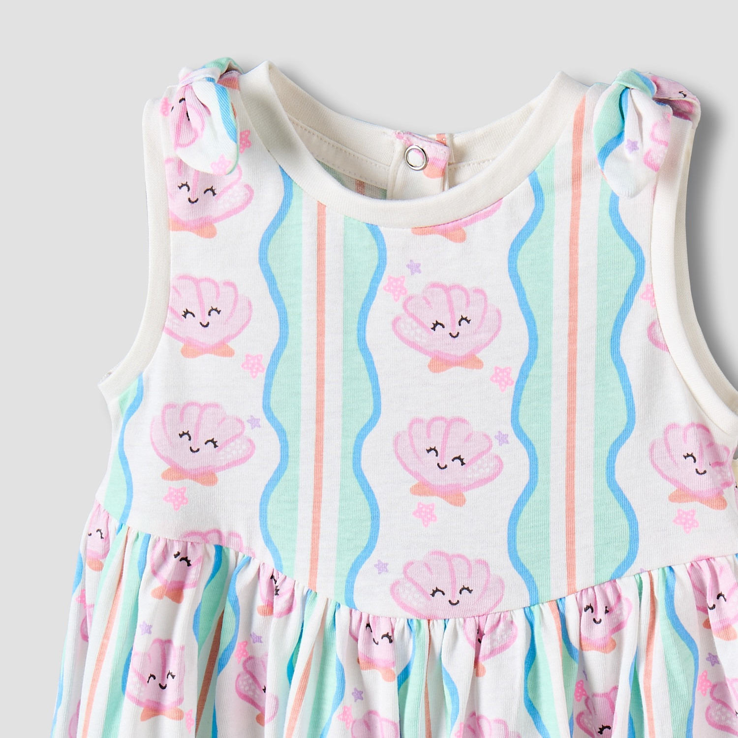 Pack of 2 Juniors Round Neck Sleeveless Knee Length A-line Dress with Shell Print-baby-girls-clothing-dressesandjumpsuits-image-5