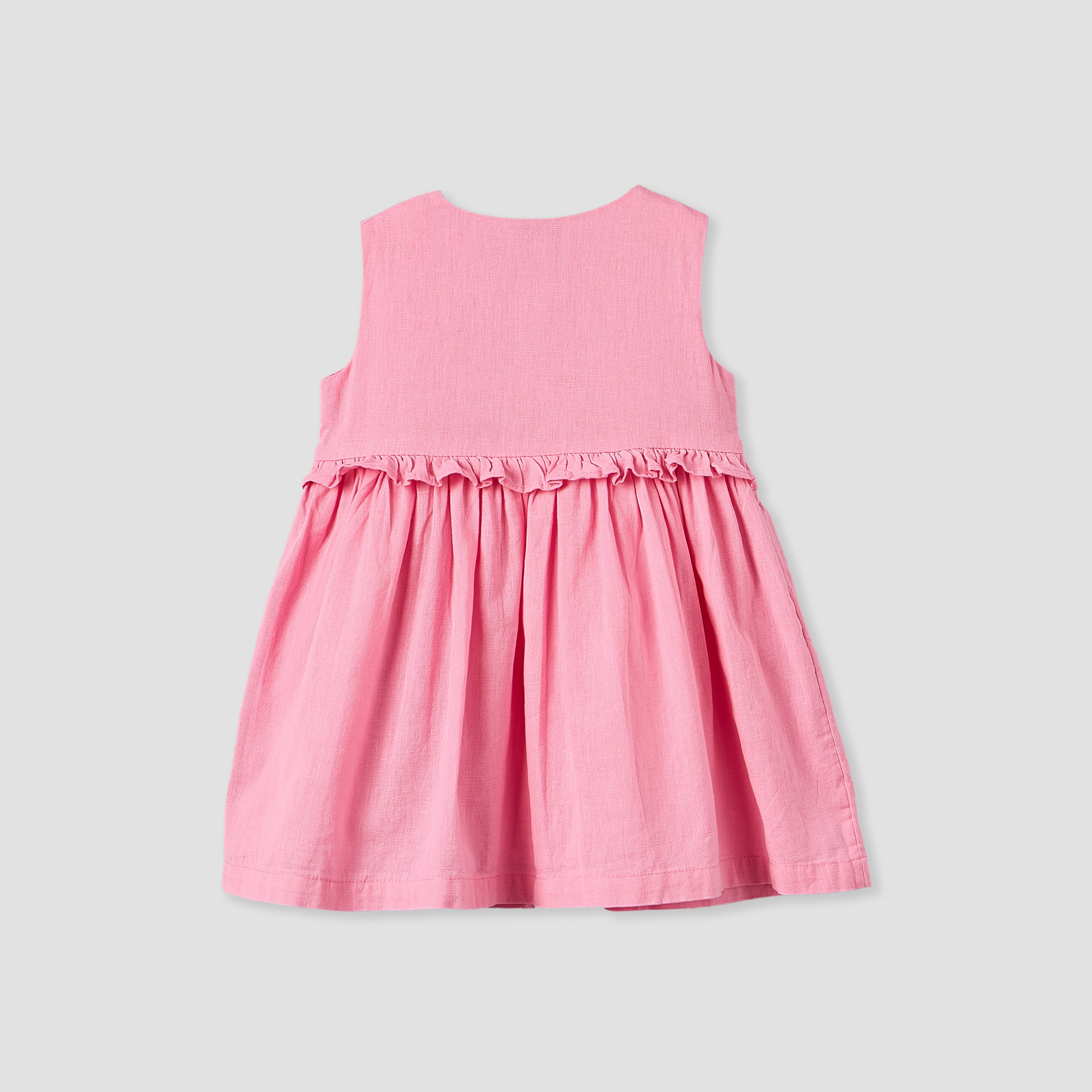 Juniors Round Neck Sleeveless Knee Length A-line Dress with Front Pockets-baby-girls-clothing-dressesandjumpsuits-image-2