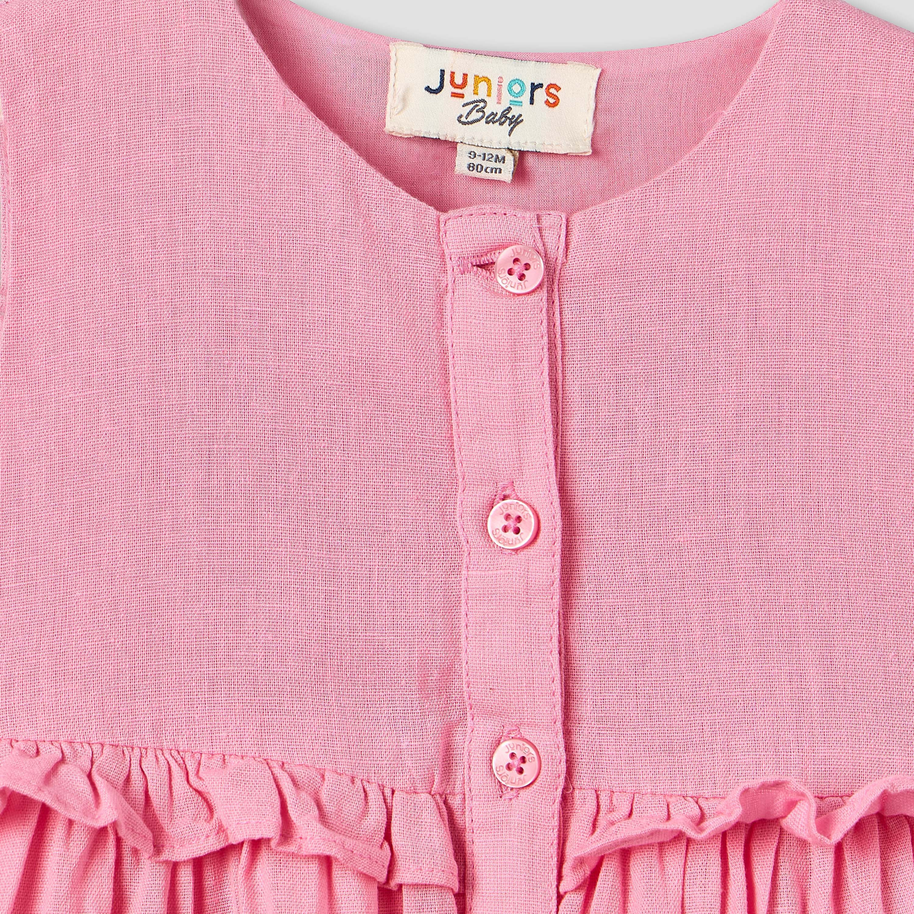 Juniors Round Neck Sleeveless Knee Length A-line Dress with Front Pockets-baby-girls-clothing-dressesandjumpsuits-image-3
