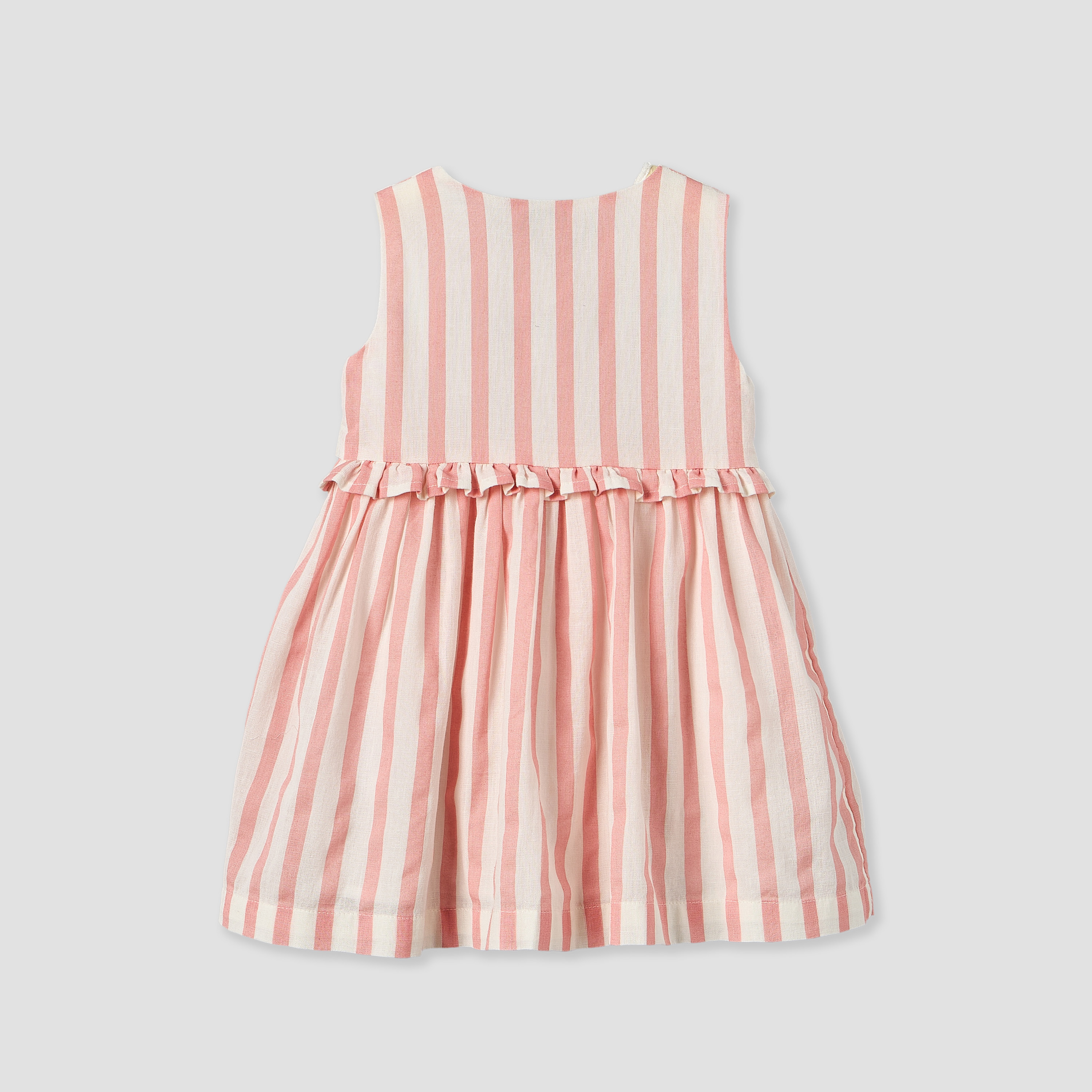 Juniors Round Neck Sleeveless Knee Length A-line Dress with Stripes-baby-girls-clothing-dressesandjumpsuits-image-2