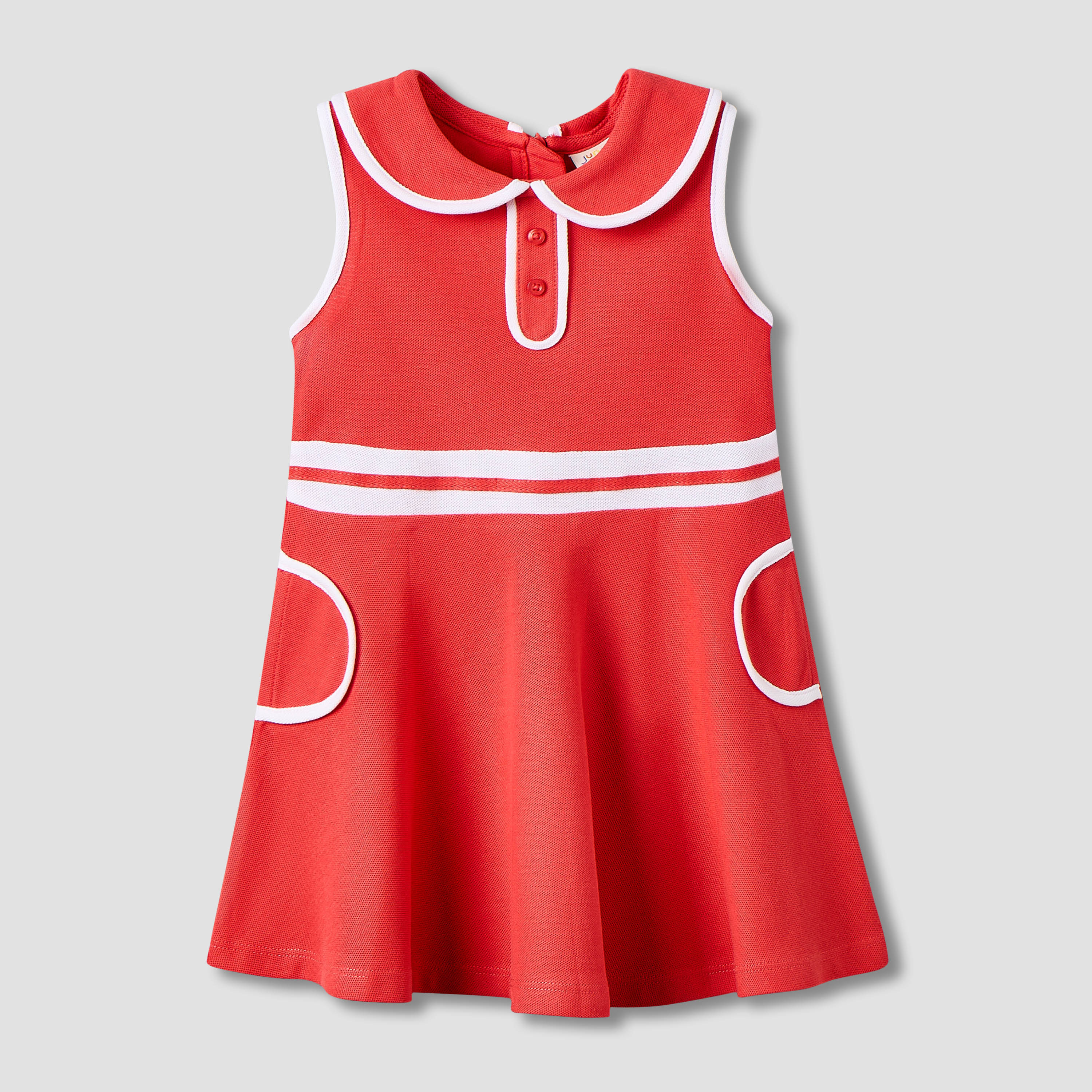 Juniors Peter Pan Collar Sleeveless Knee Length Dress with Zip Closure-baby-girls-clothing-dressesandjumpsuits-image-1