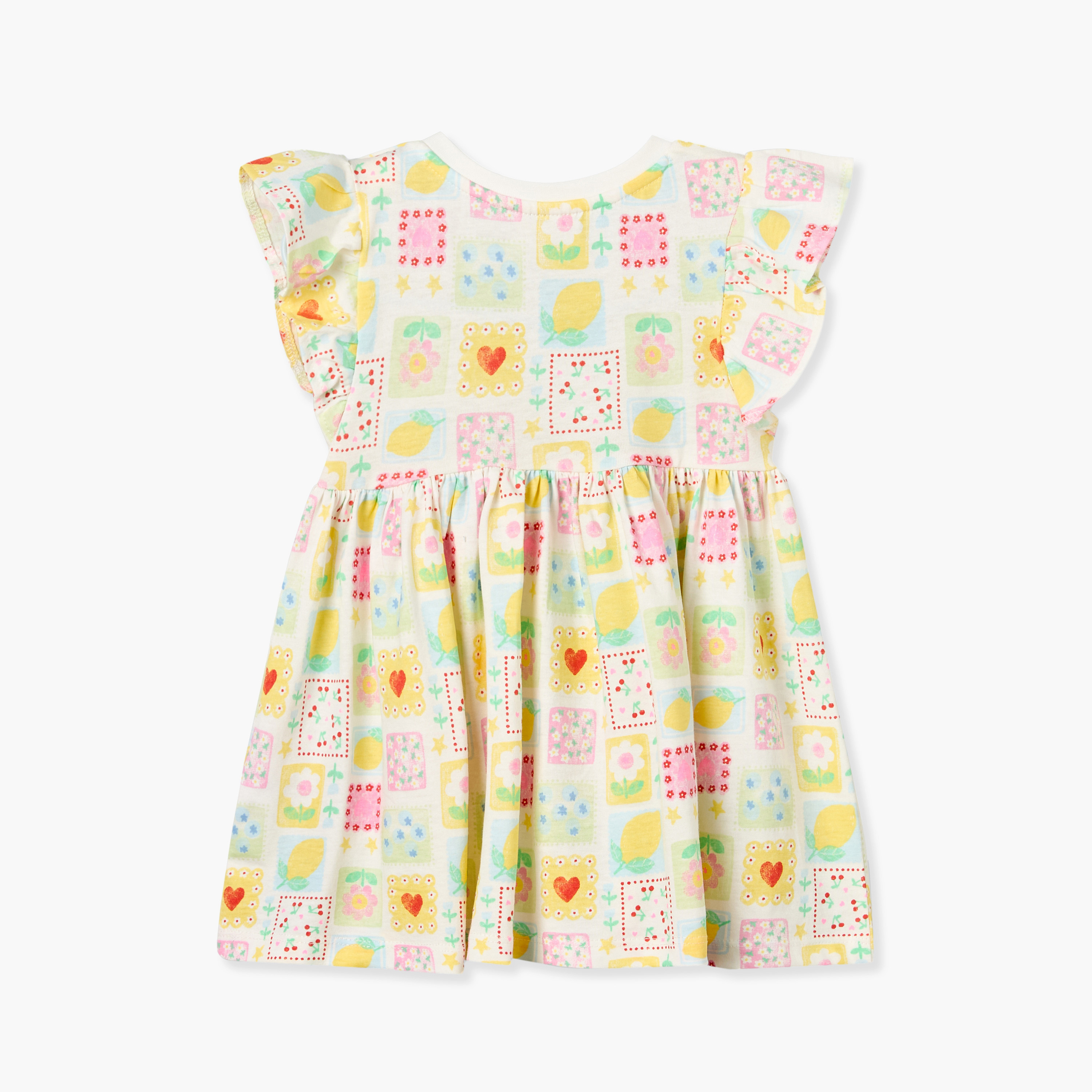 فستان إيه لاين بطول الركبة وياقة مستديرة وأكمام قصيرة وطبعات من جونيورز-baby-girls-clothing-dressesandjumpsuits-image-2