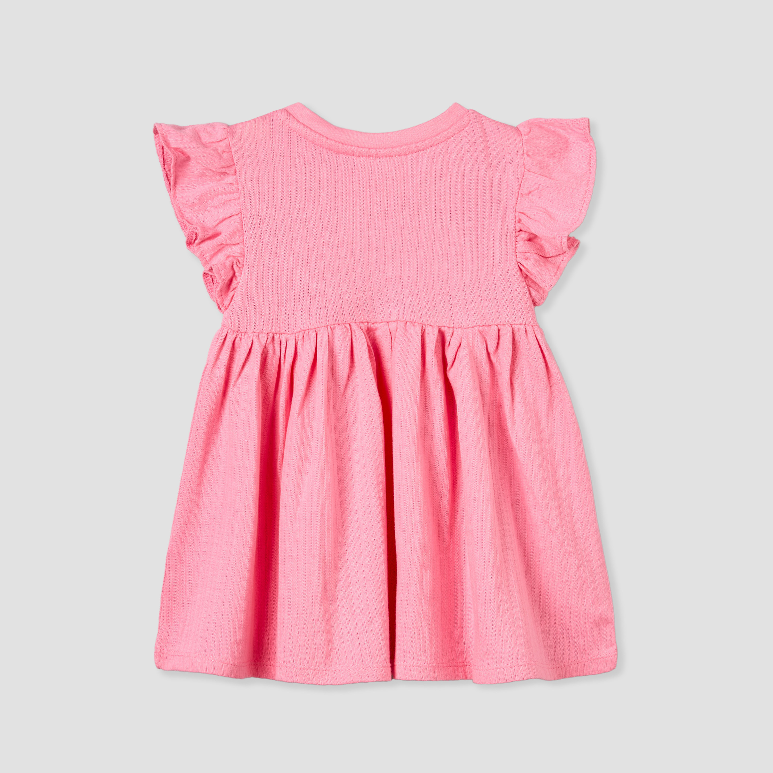 Juniors Round Neck Short Sleeves Knee Length A-line Dress with Textured Design-baby-girls-clothing-dressesandjumpsuits-image-2
