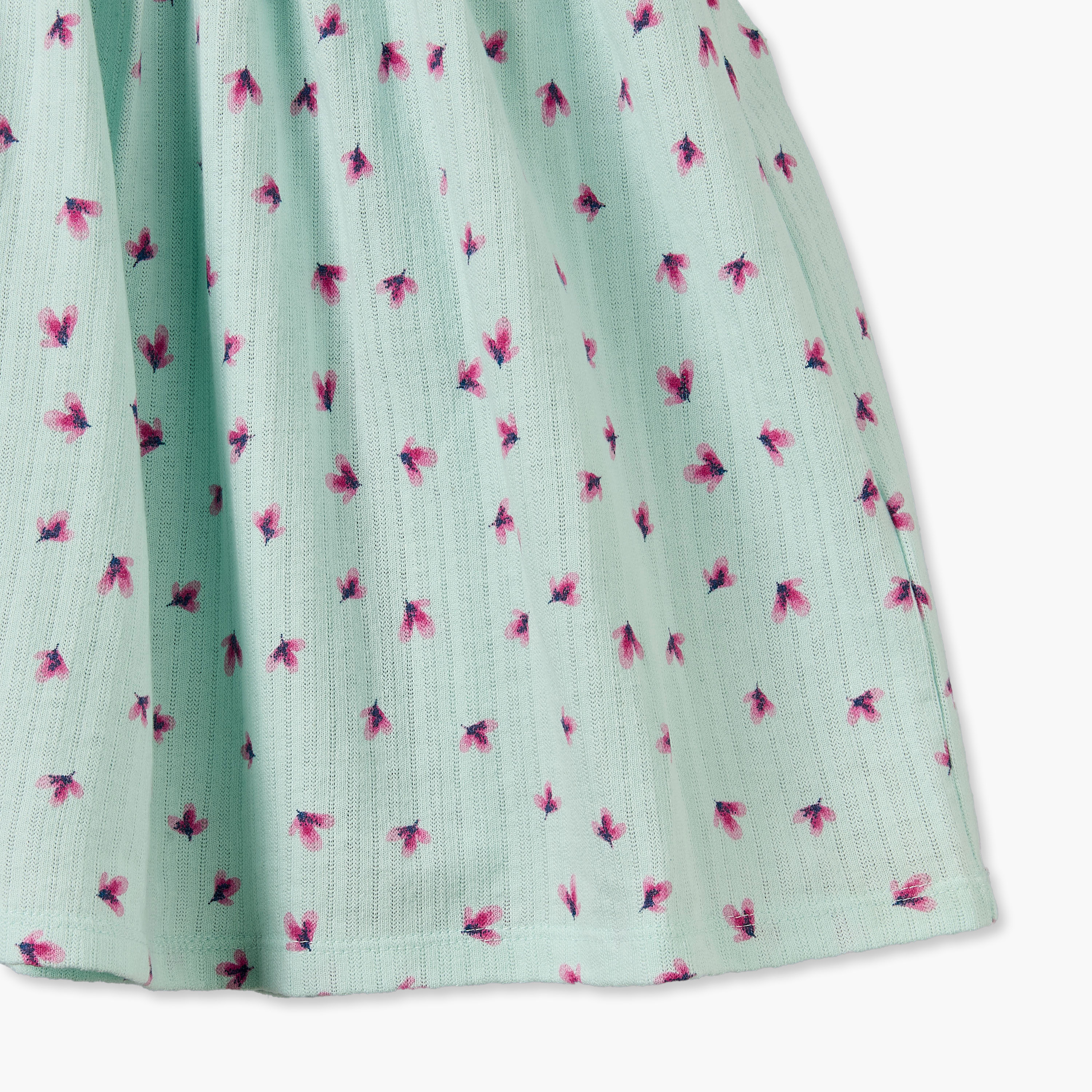 فستان بطول الركبة وياقة مستديرة وأكمام قصيرة وطبعات زهرية من جونيورز-baby-girls-clothing-dressesandjumpsuits-image-5