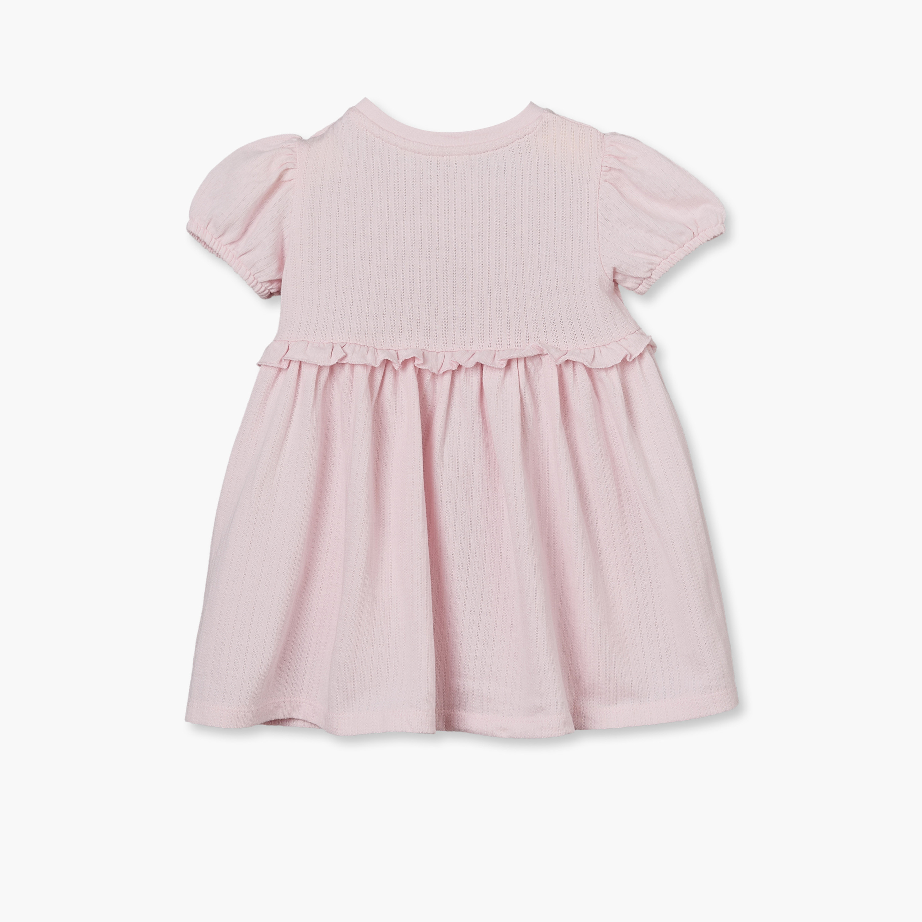 فستان ميدي بقصة إيه لاين وياقة مستديرة وأكمام قصيرة وزخارف زهور من جونيورز-baby-girls-clothing-dressesandjumpsuits-image-3