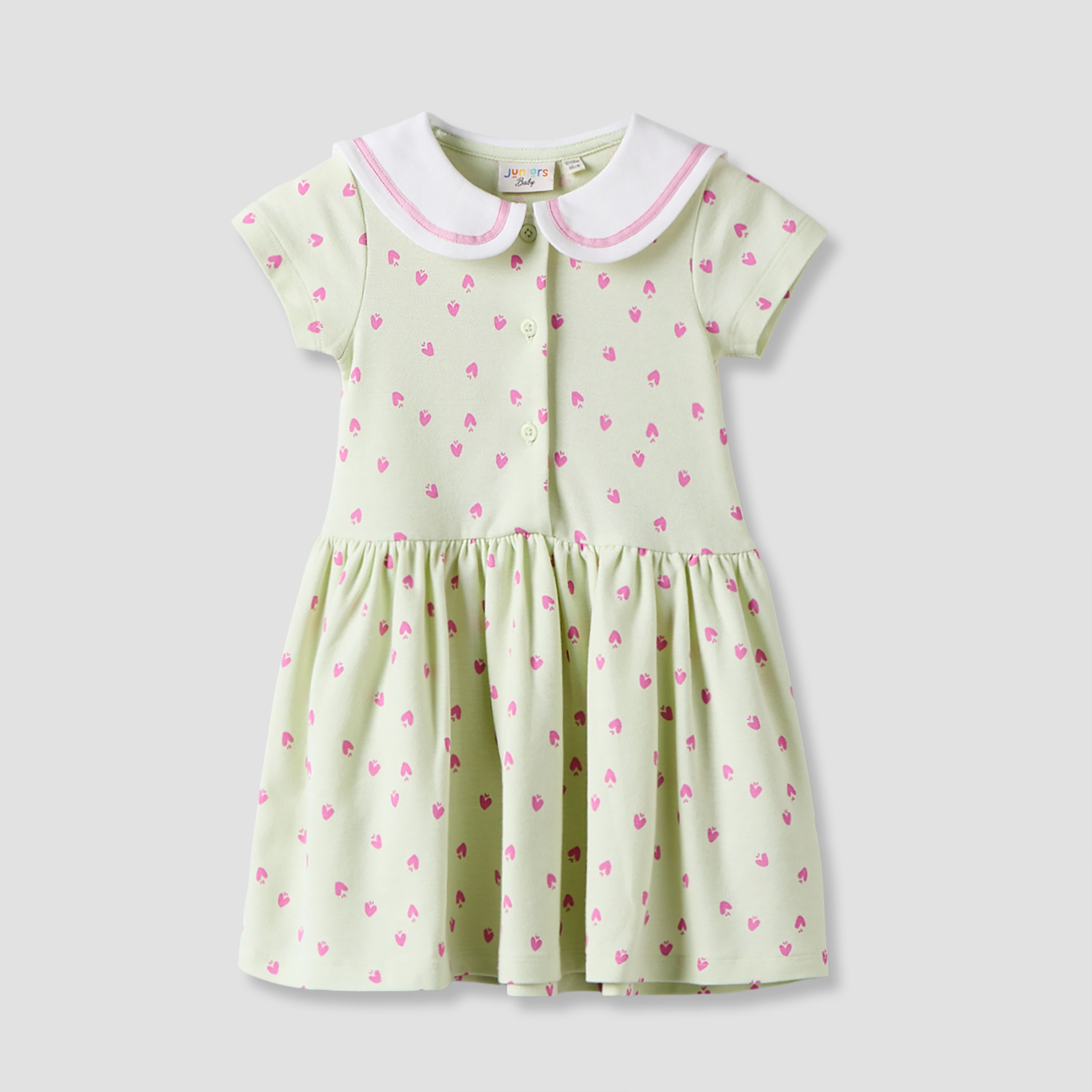 فستان إيه لاين طول الركبة بياقة بحار وأكمام قصيرة وطبعات قلوب من جونيورز-baby-girls-clothing-dressesandjumpsuits-image-2