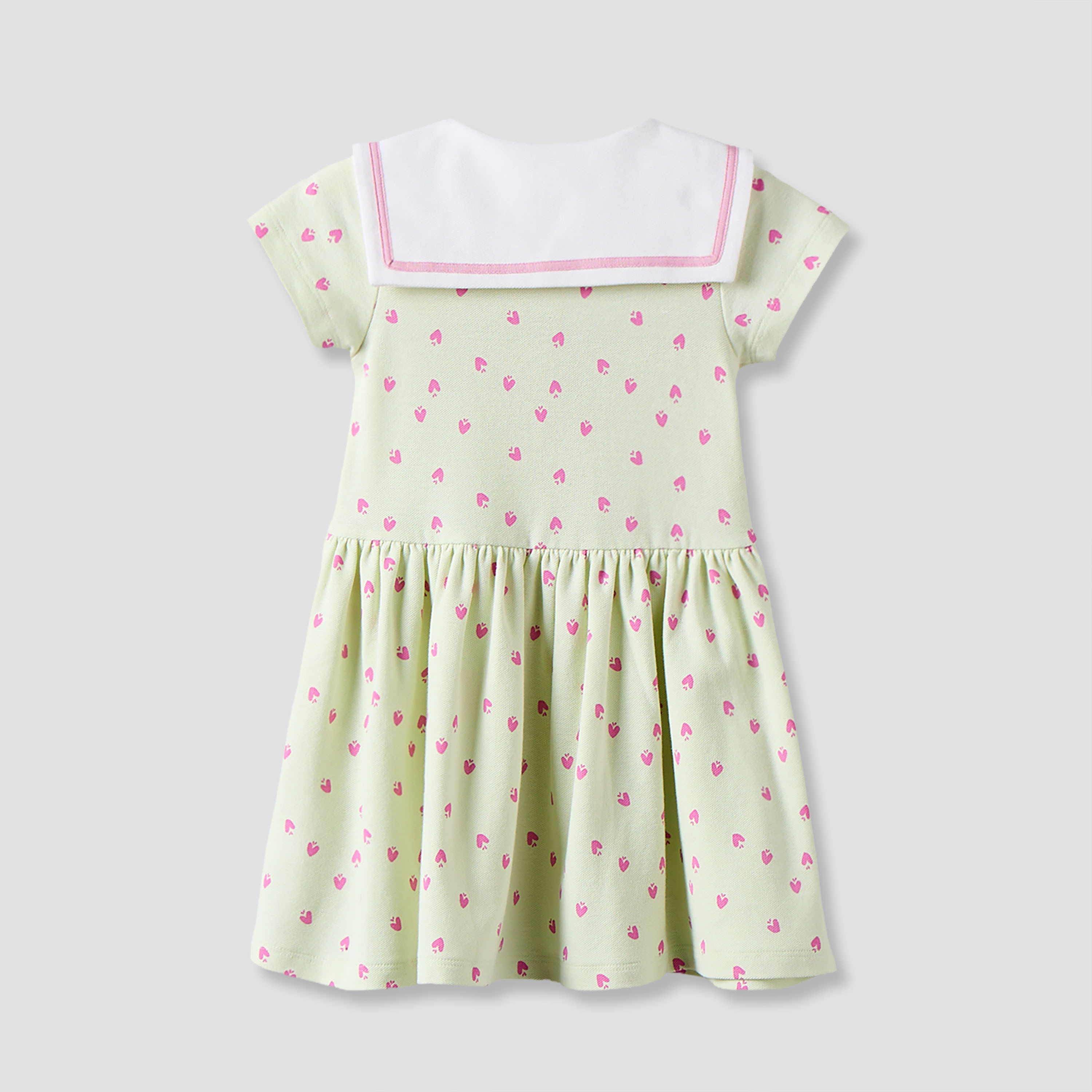 فستان إيه لاين طول الركبة بياقة بحار وأكمام قصيرة وطبعات قلوب من جونيورز-baby-girls-clothing-dressesandjumpsuits-image-3