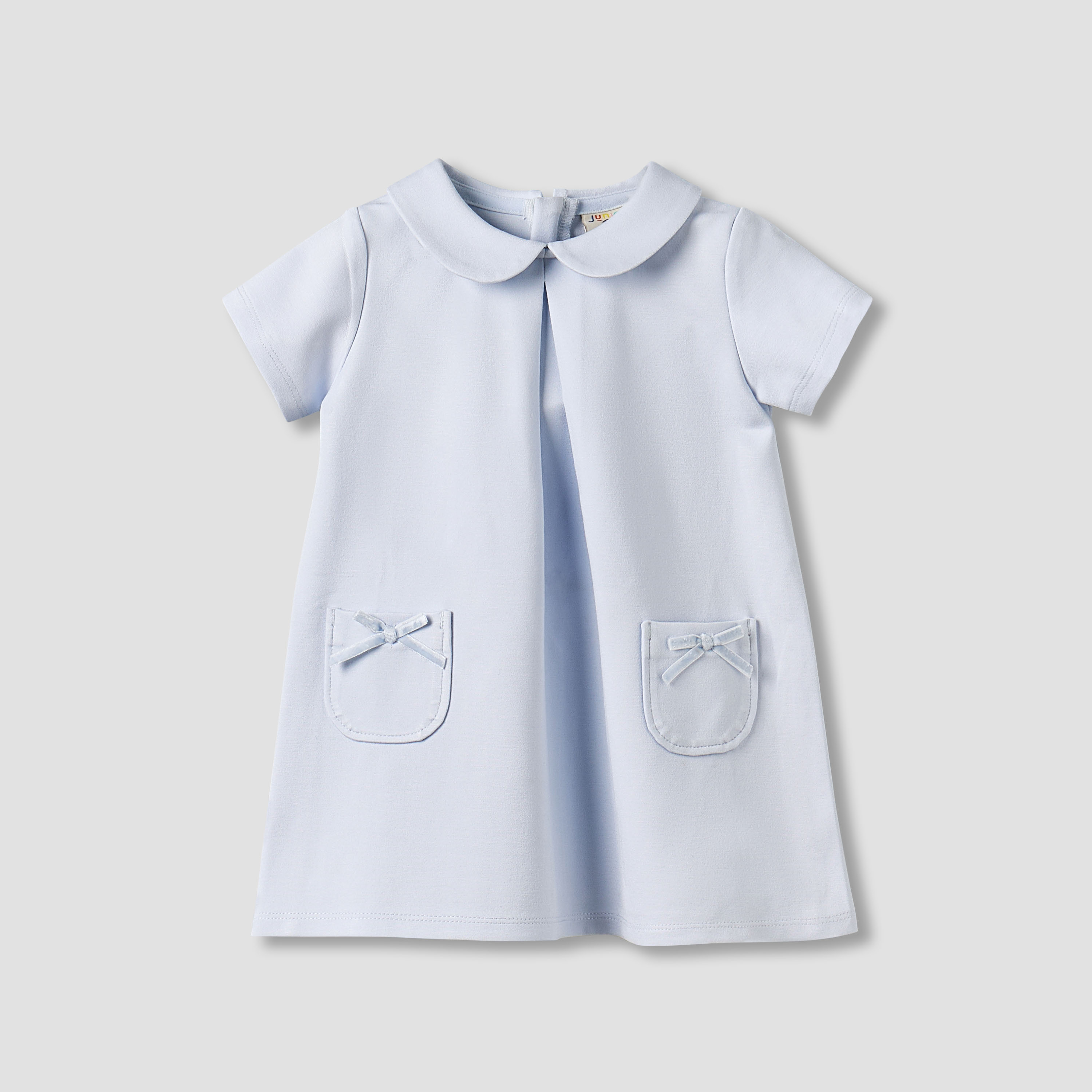 فستان بياقة بيتر بان وأكمام قصيرة وزينة فيونكة من جونيورز-baby-girls-clothing-dressesandjumpsuits-image-2