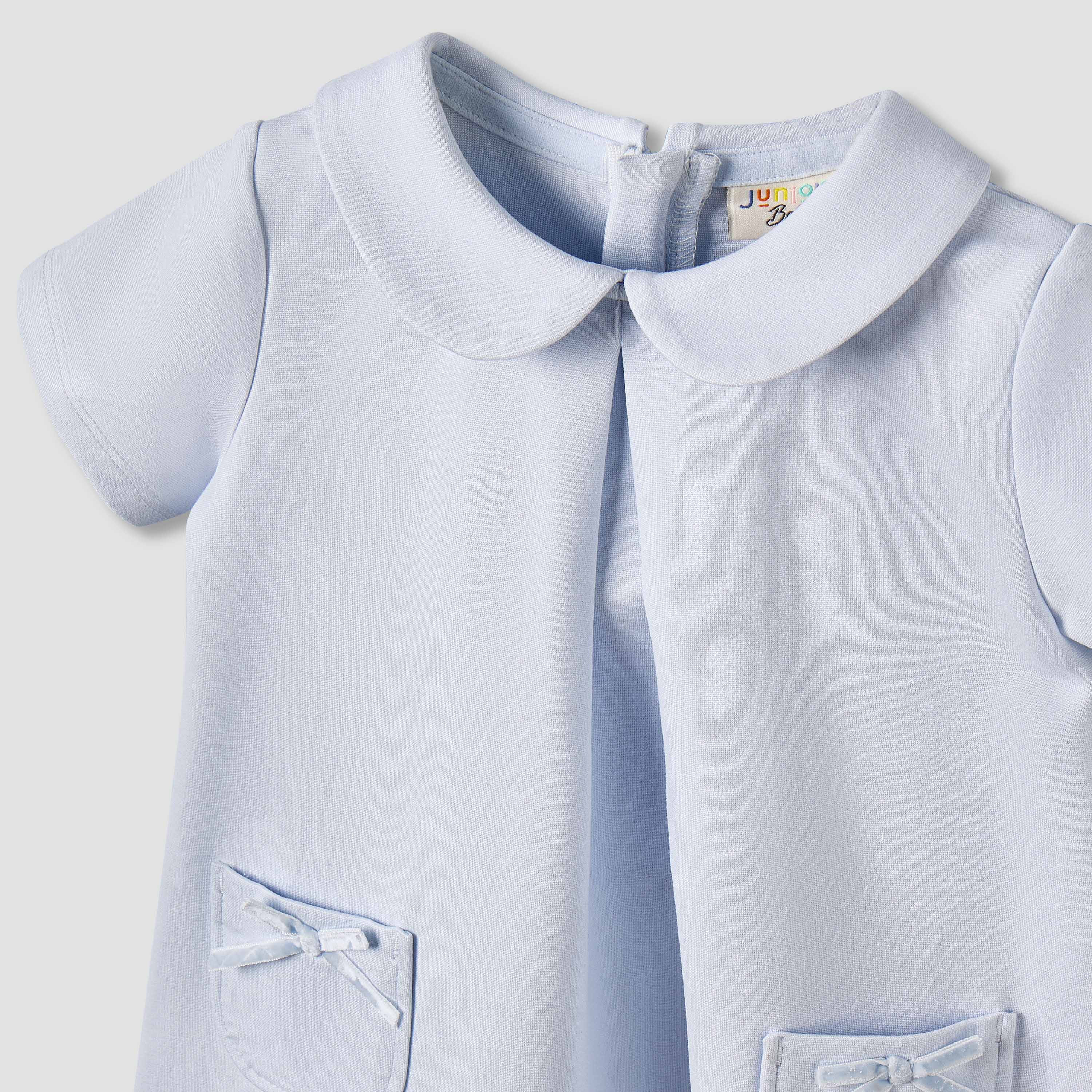 فستان بياقة بيتر بان وأكمام قصيرة وزينة فيونكة من جونيورز-baby-girls-clothing-dressesandjumpsuits-image-4