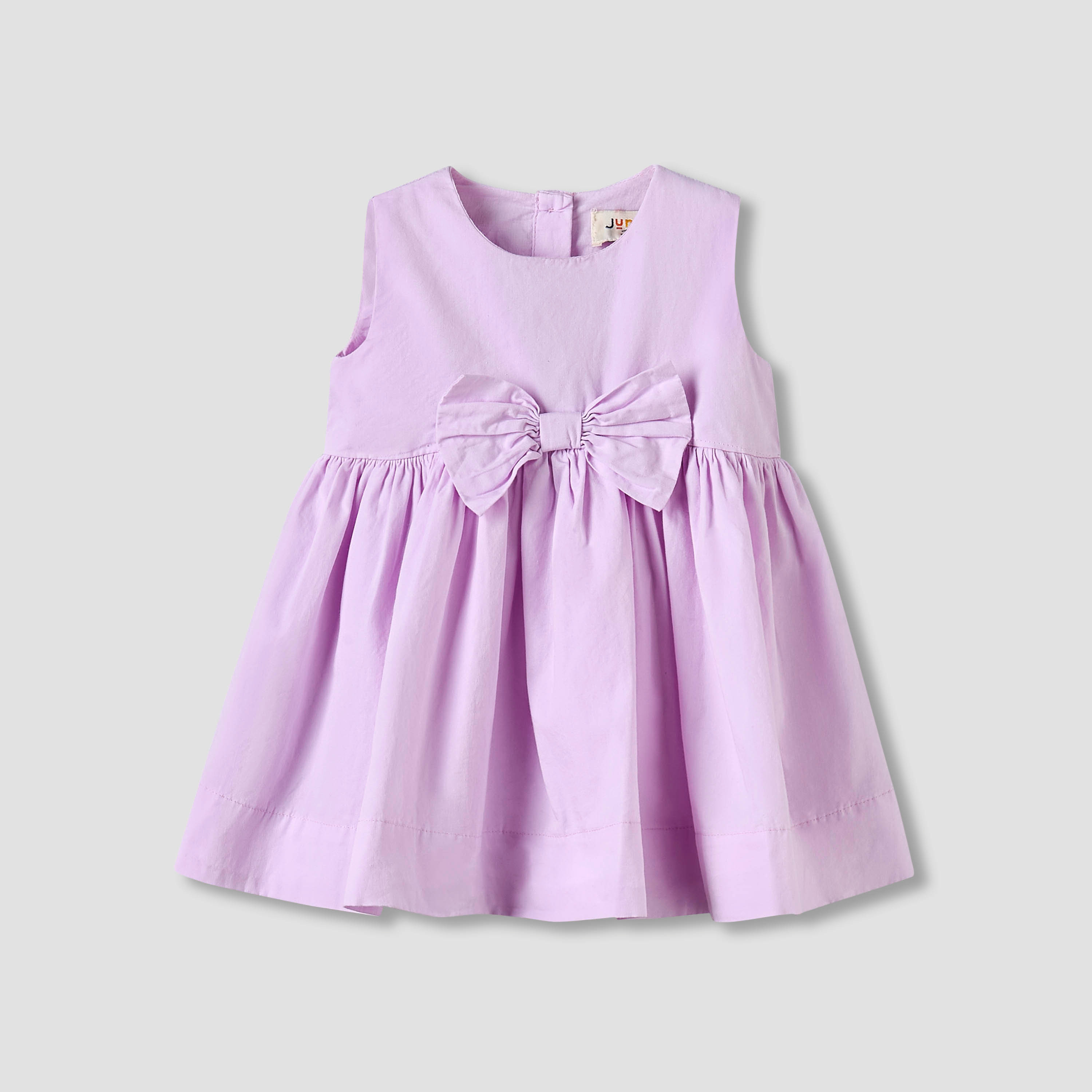 Juniors Round Neck Sleeveless Knee-Length Dress with Bow Accent-baby-girls-clothing-dressesandjumpsuits-image-2