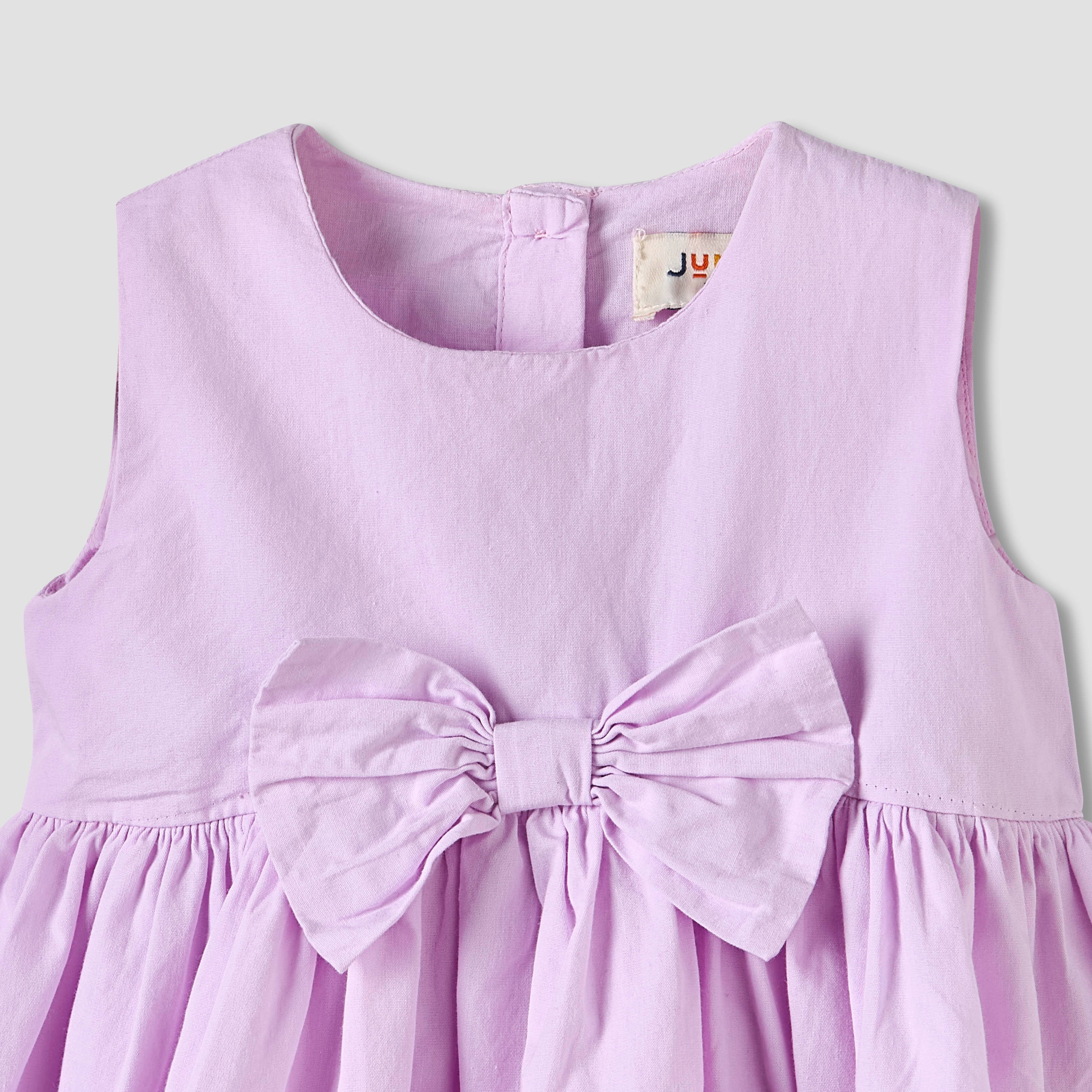 Juniors Round Neck Sleeveless Knee-Length Dress with Bow Accent-baby-girls-clothing-dressesandjumpsuits-image-4