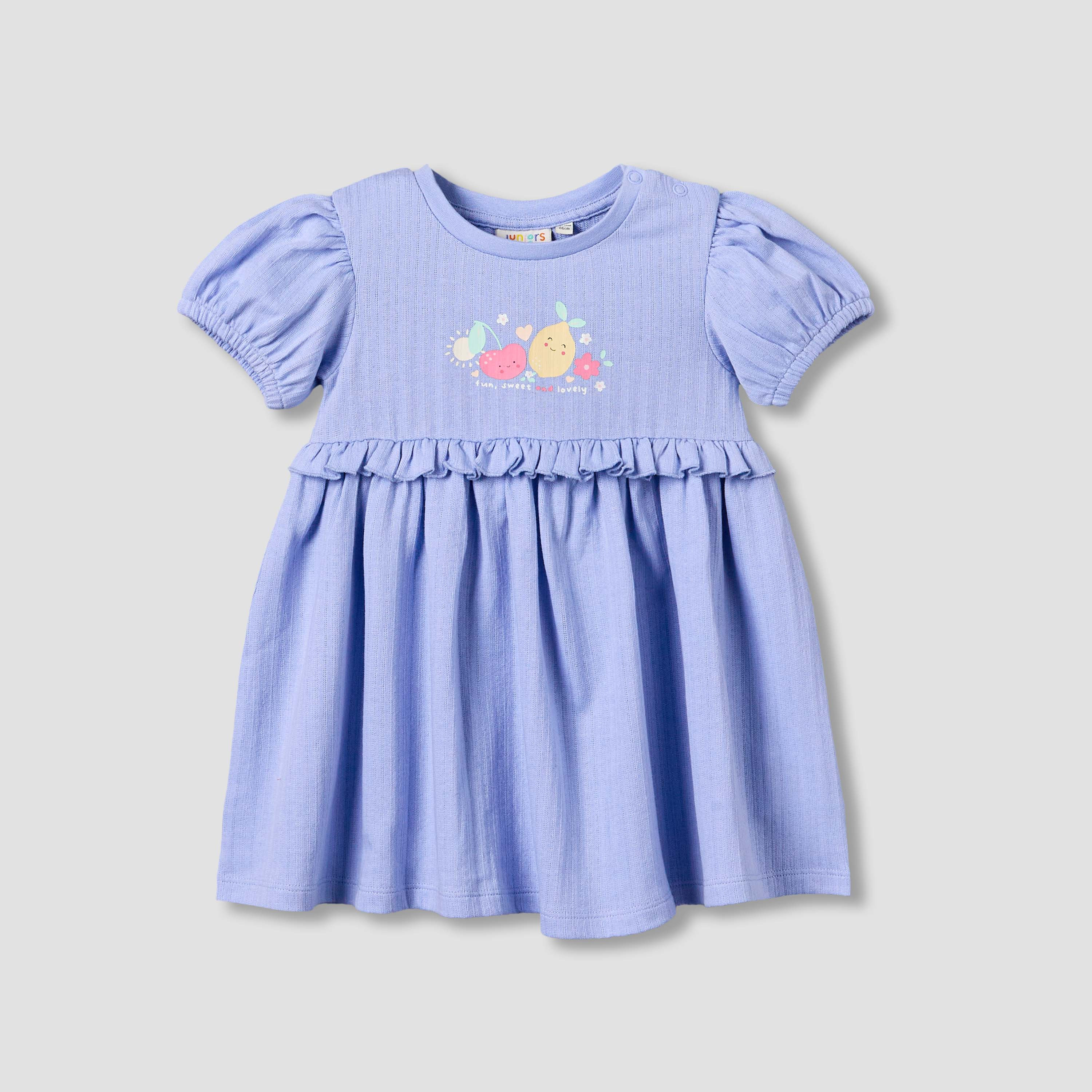 Juniors Round Neck Short Sleeves A-line Dress with Print-baby-girls-clothing-dressesandjumpsuits-image-2
