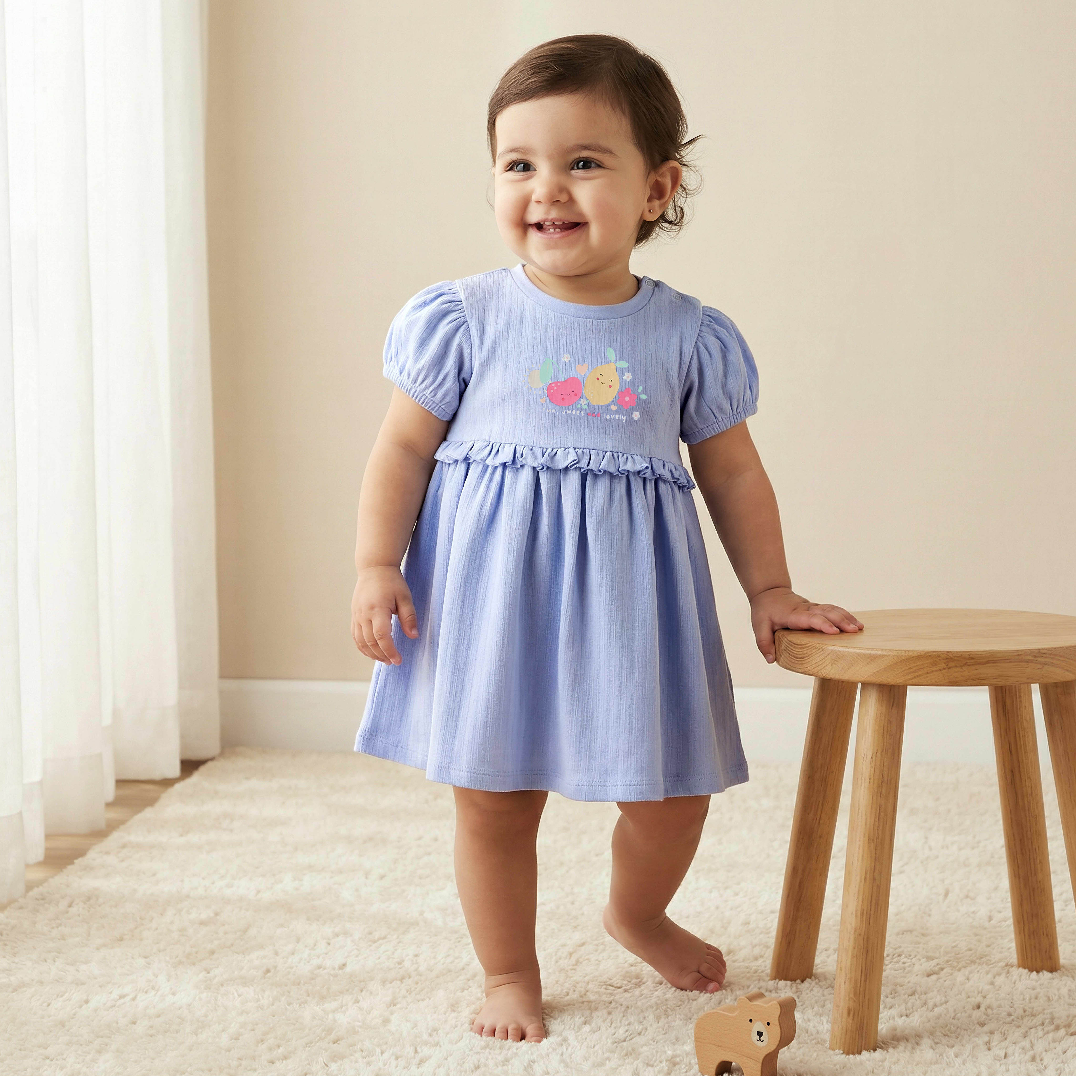Juniors Round Neck Short Sleeves A-line Dress with Print-baby-girls-clothing-dressesandjumpsuits-image-1