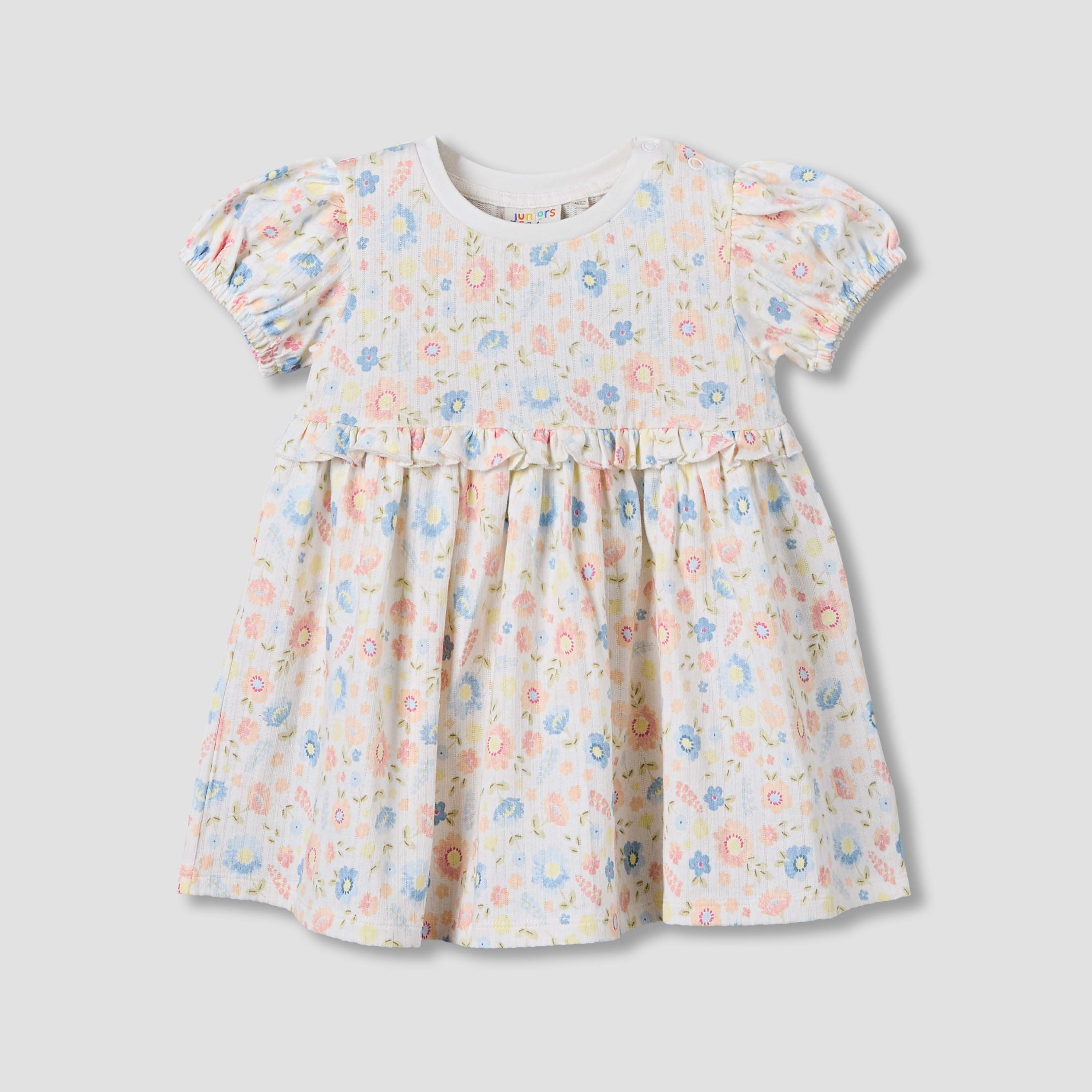 Juniors Round Neck Short Sleeves A-line Dress with Floral Print-baby-girls-clothing-dressesandjumpsuits-image-2