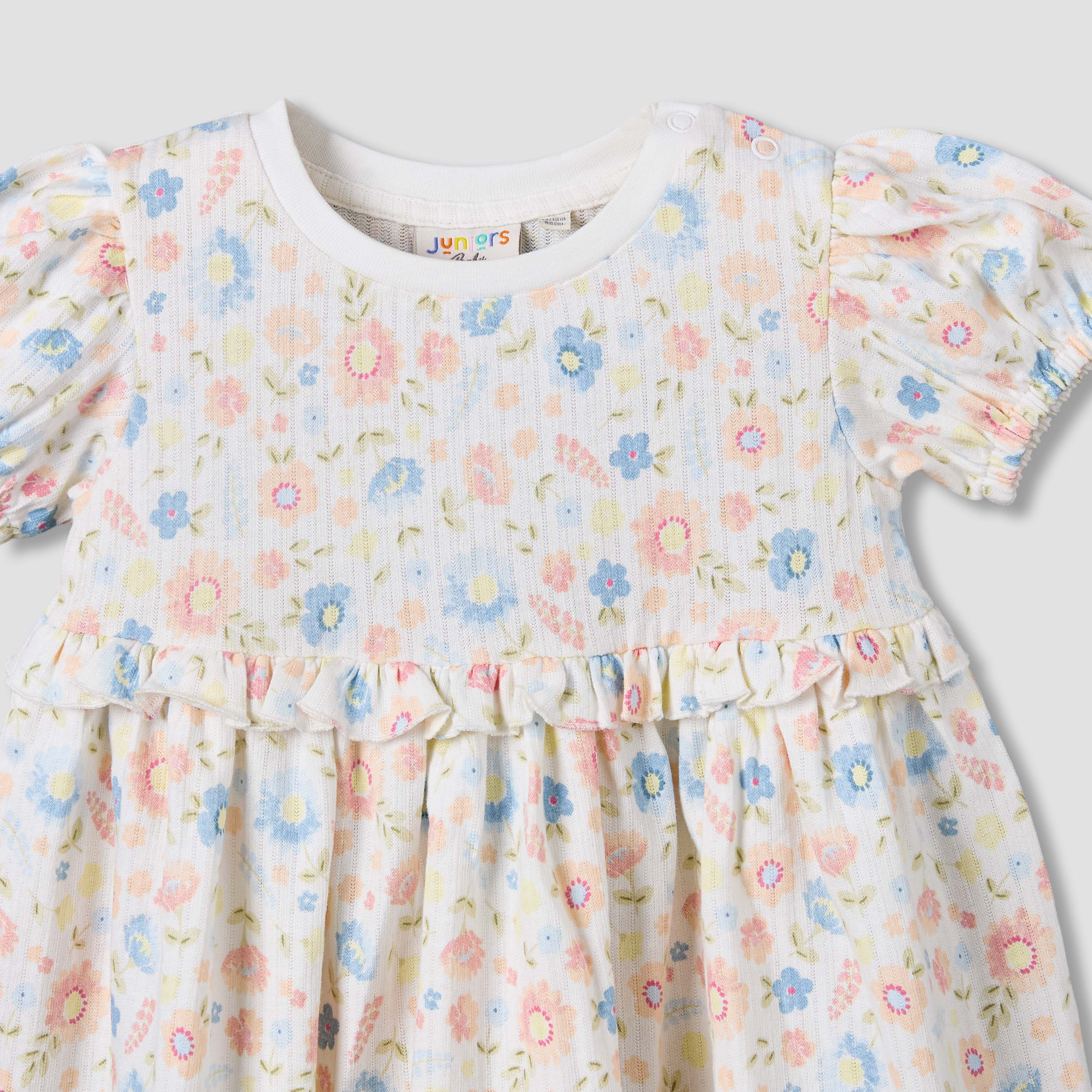 Juniors Round Neck Short Sleeves A-line Dress with Floral Print-baby-girls-clothing-dressesandjumpsuits-image-4