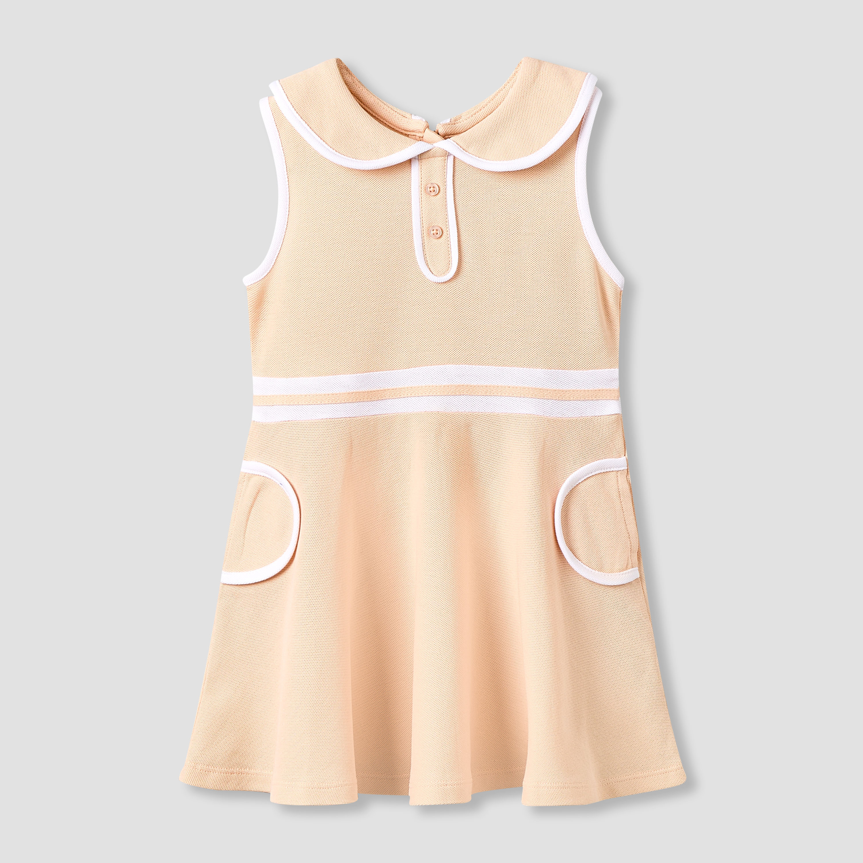 Juniors Peter Pan Collar Sleeveless Knee Length Dress with Zip Closure-baby-girls-clothing-dressesandjumpsuits-image-1