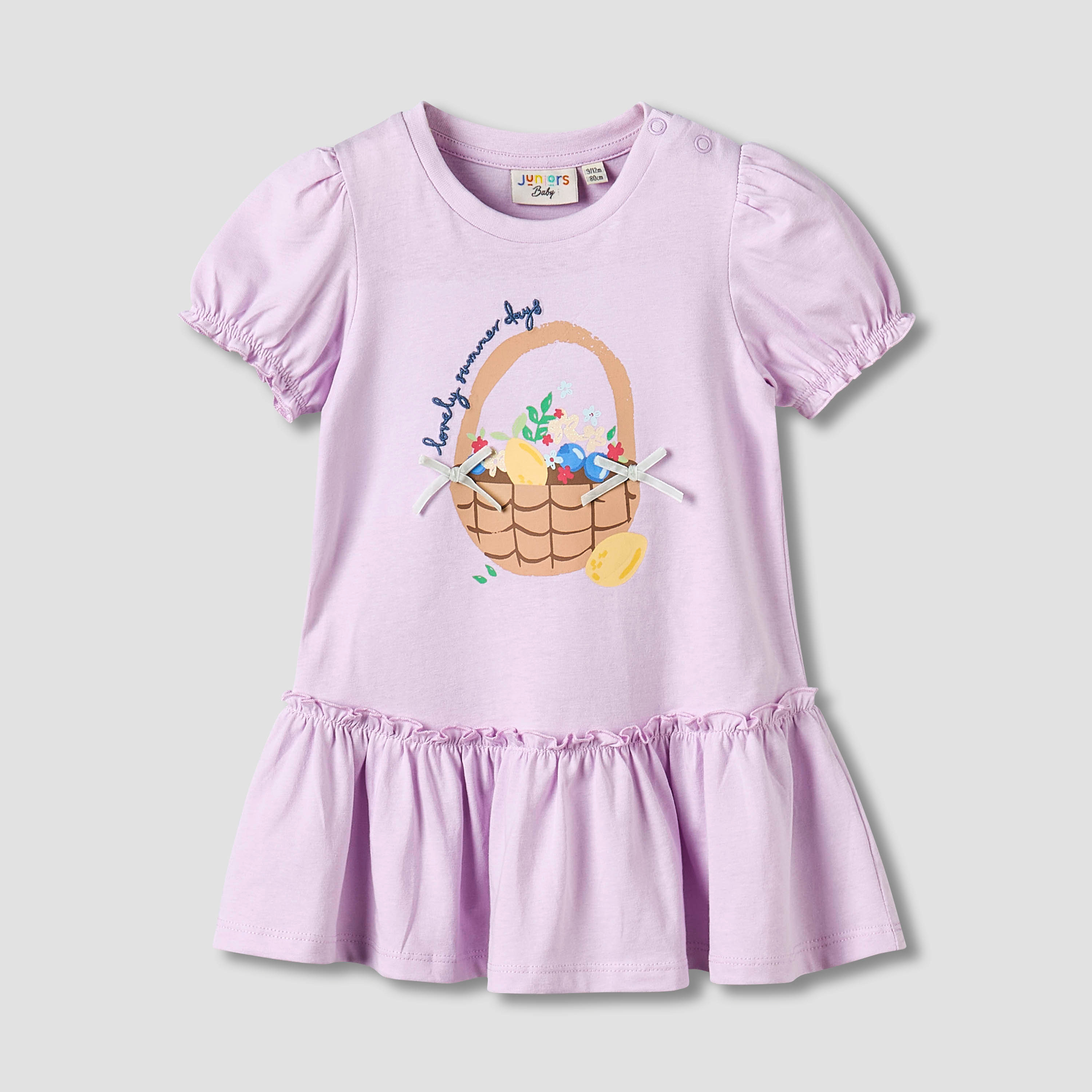 Pack of 2 Round Neck Short Sleeve Knee-Length Dress with Bow Print-baby-girls-clothing-dressesandjumpsuits-image-4