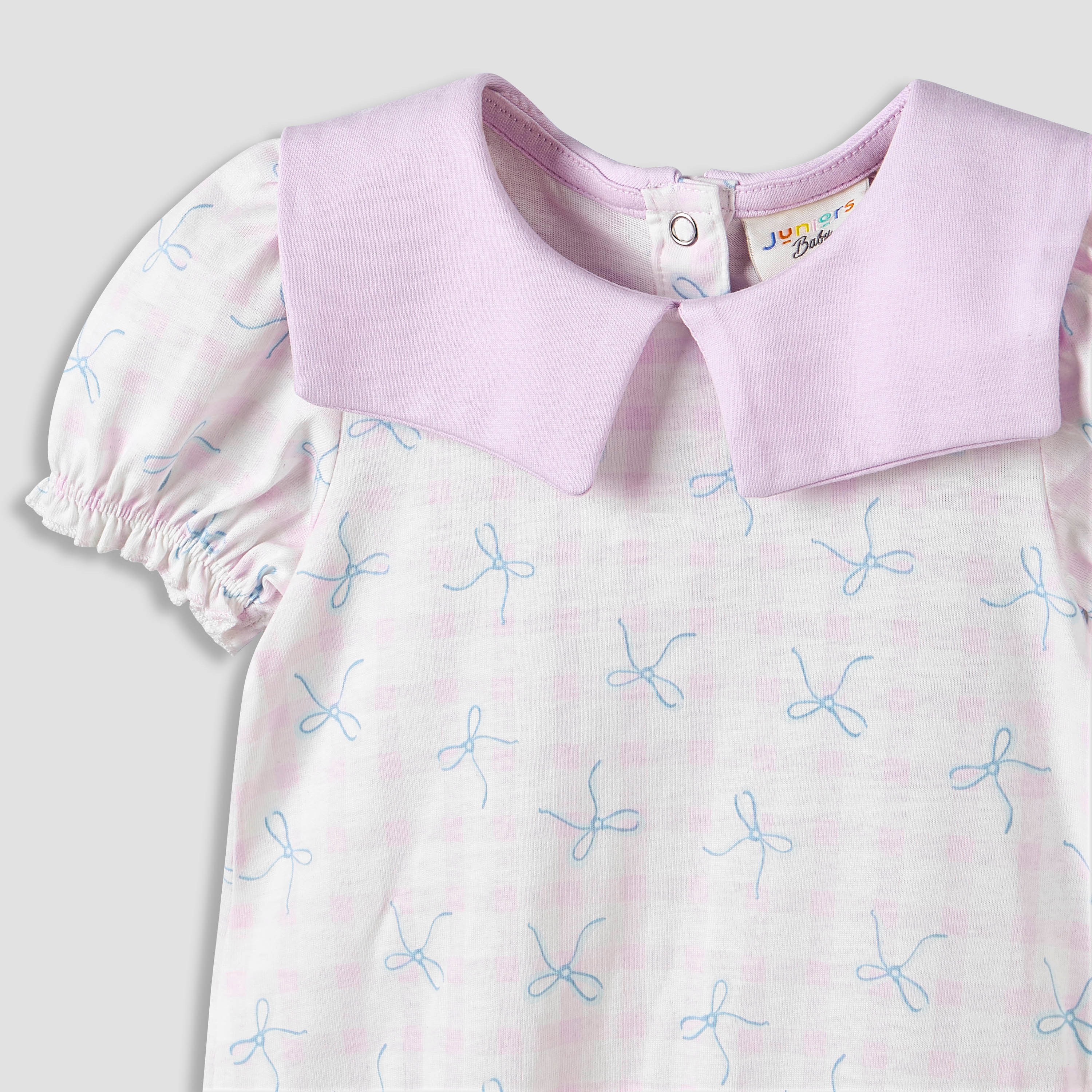 Pack of 2 Round Neck Short Sleeve Knee-Length Dress with Bow Print-baby-girls-clothing-dressesandjumpsuits-image-5