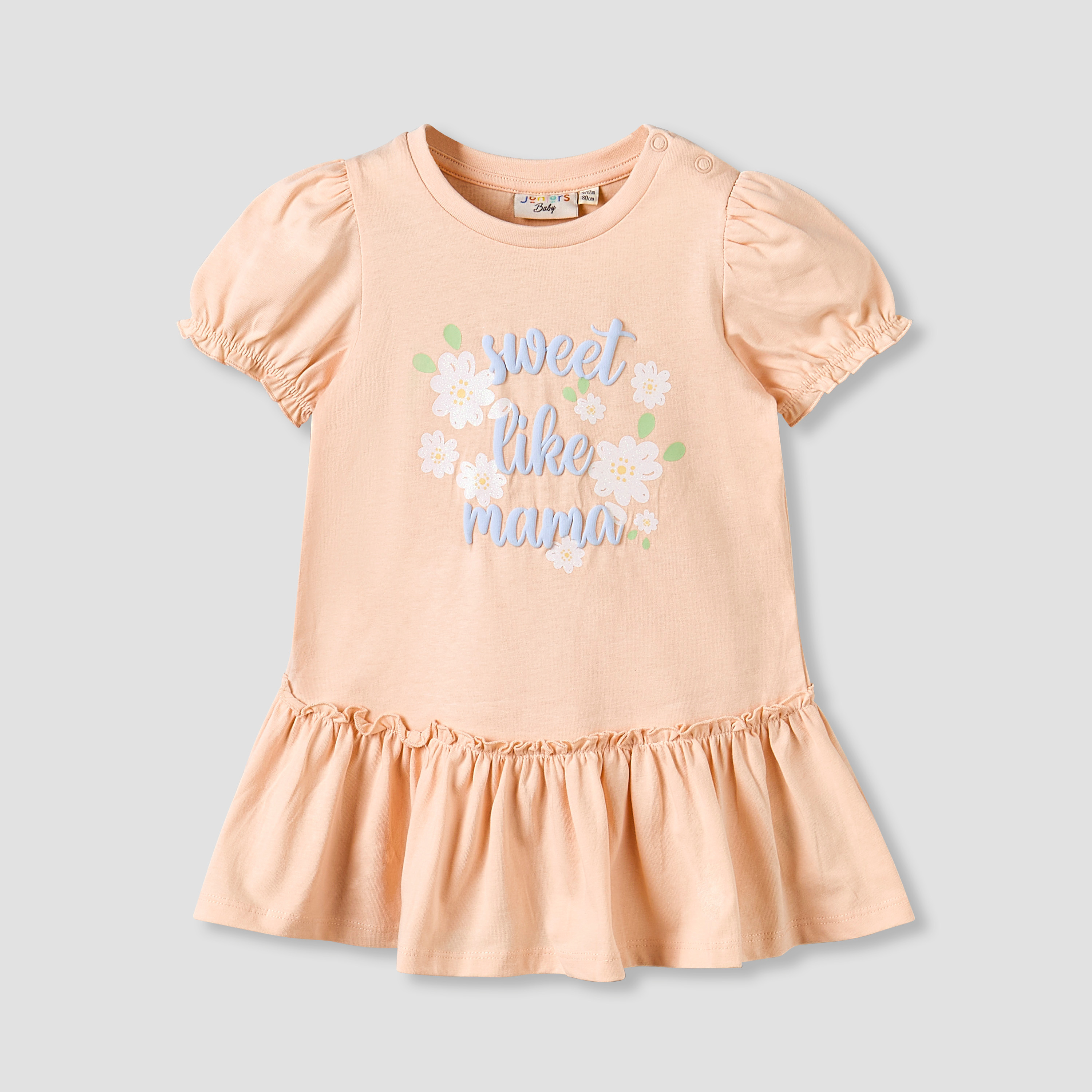 Pack of 2 Round Neck Short Sleeve Knee-Length Dress with Floral Print-baby-girls-clothing-dressesandjumpsuits-image-2