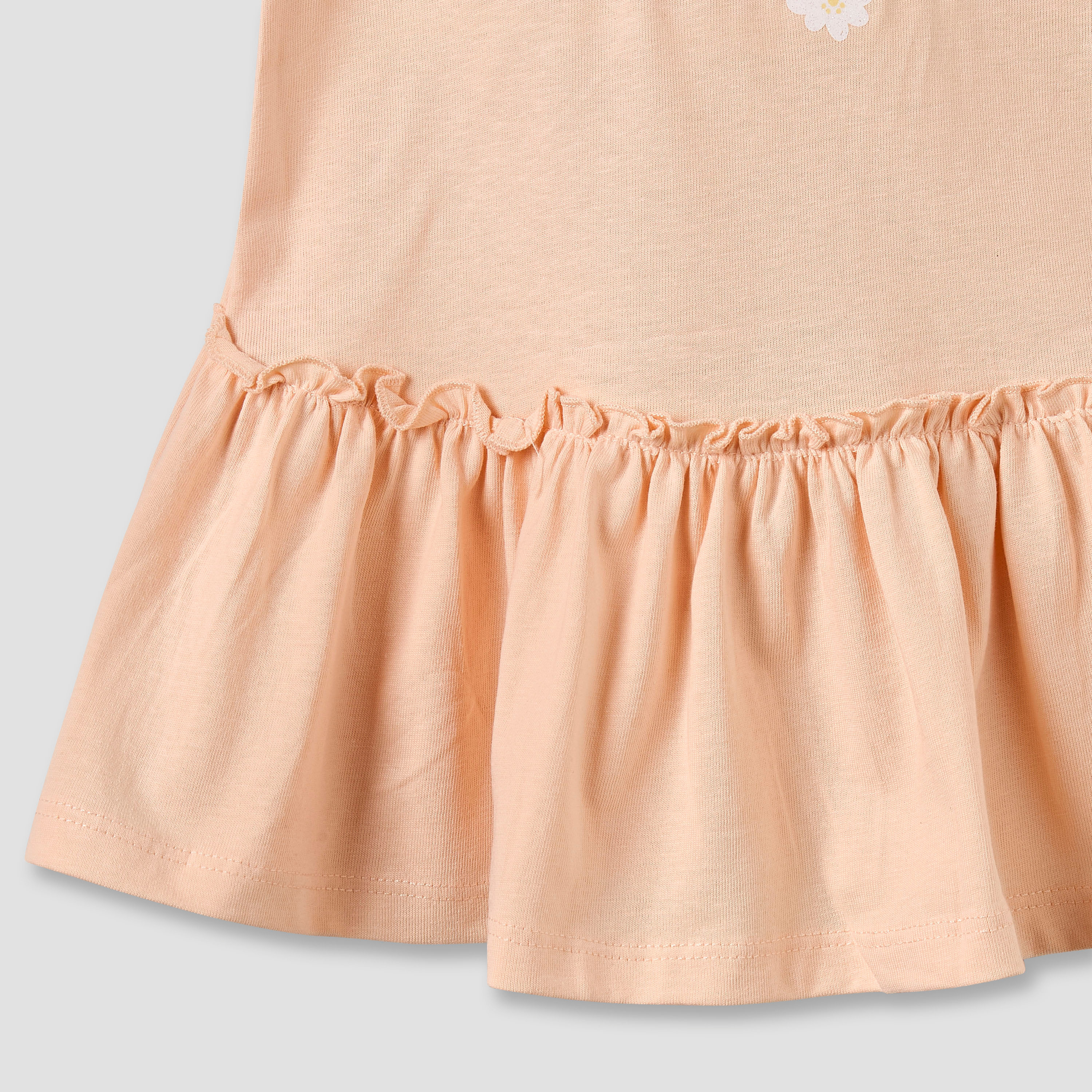 Pack of 2 Round Neck Short Sleeve Knee-Length Dress with Floral Print-baby-girls-clothing-dressesandjumpsuits-image-5
