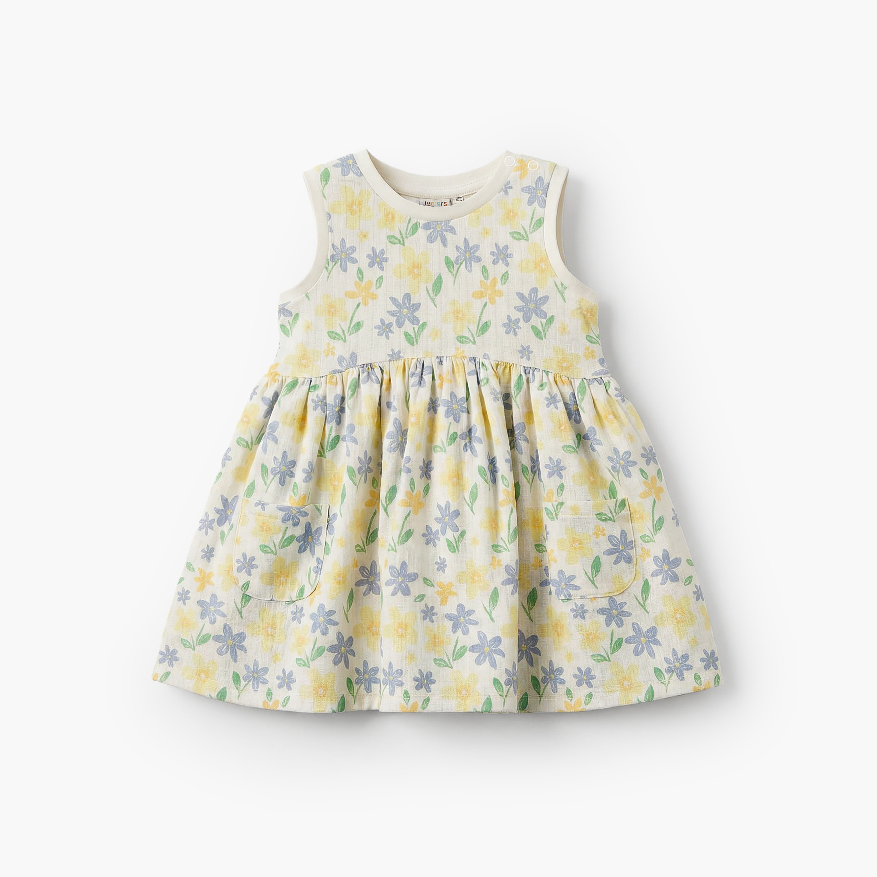 Juniors Round Neck Sleeveless Knee Length A-line Dress with Floral Print-baby-girls-clothing-dressesandjumpsuits-image-2
