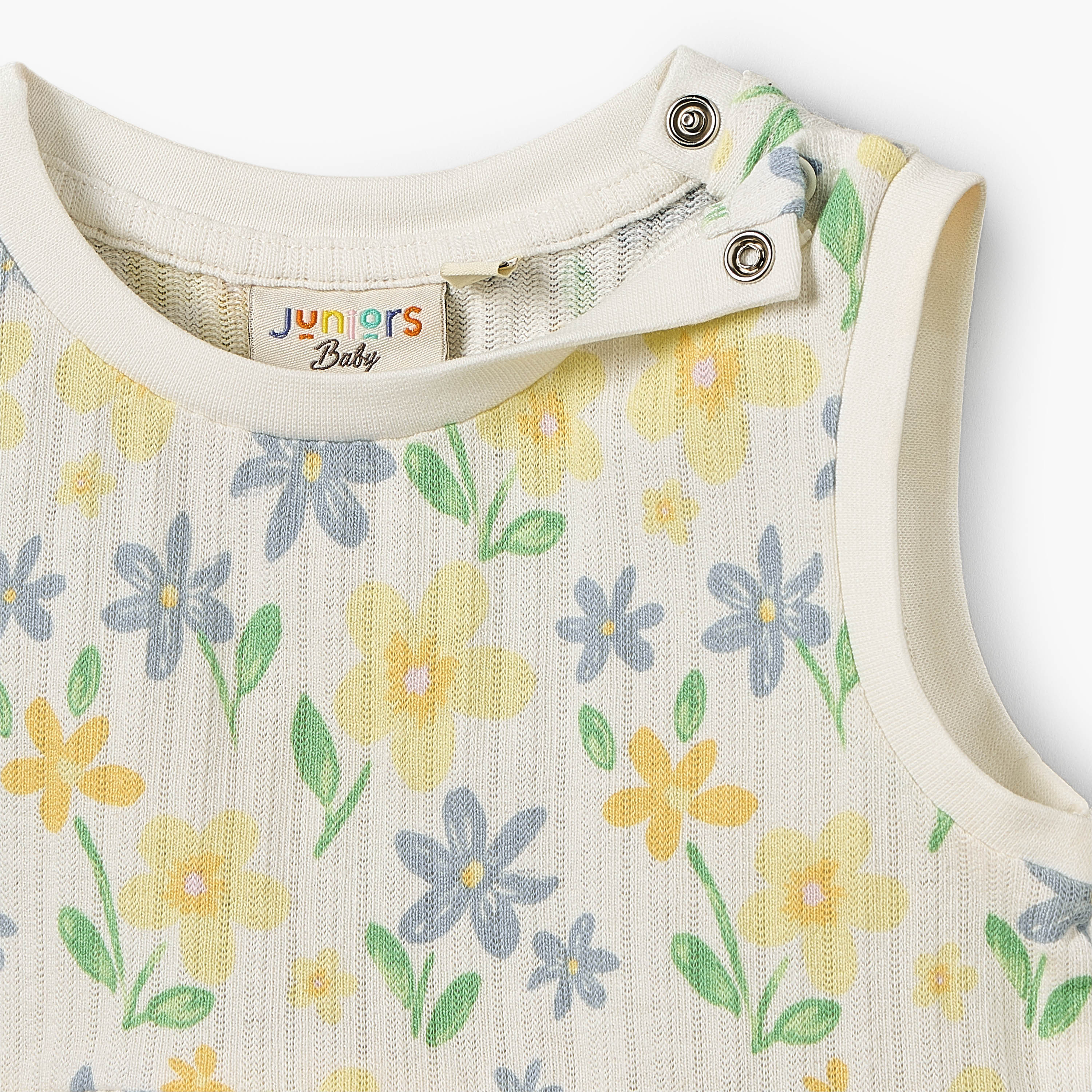 Juniors Round Neck Sleeveless Knee Length A-line Dress with Floral Print-baby-girls-clothing-dressesandjumpsuits-image-4