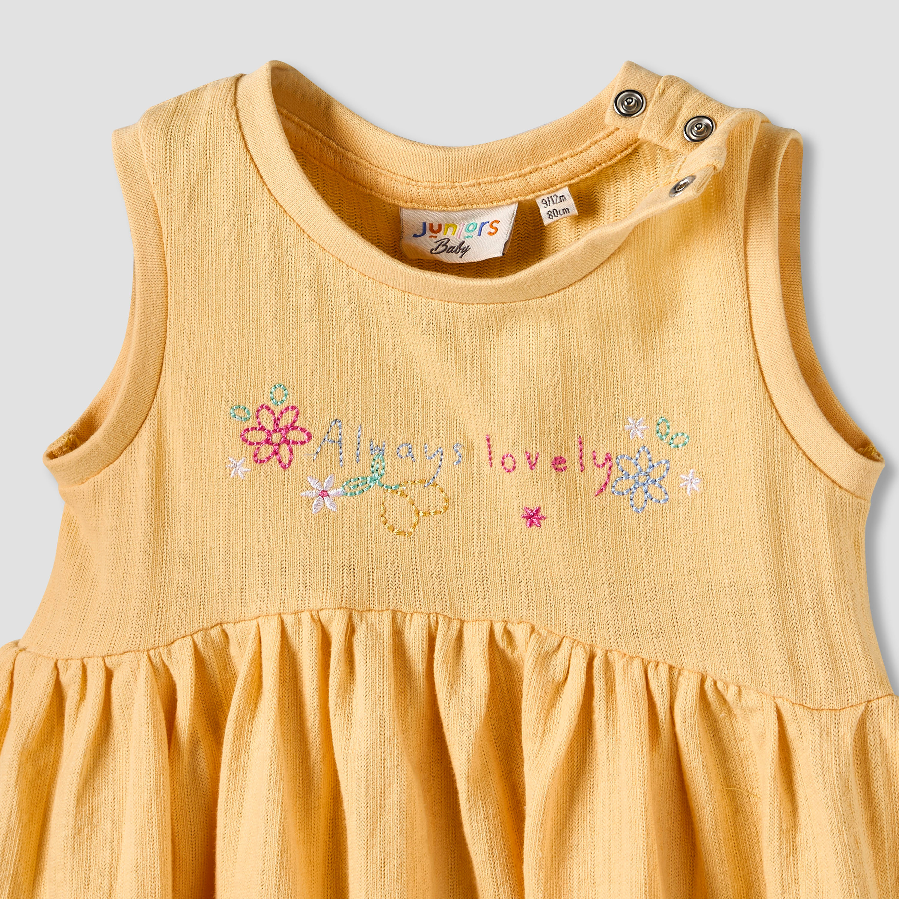 Juniors Round Neck Sleeveless Knee-Length Dress with Embroidery-baby-girls-clothing-dressesandjumpsuits-image-3