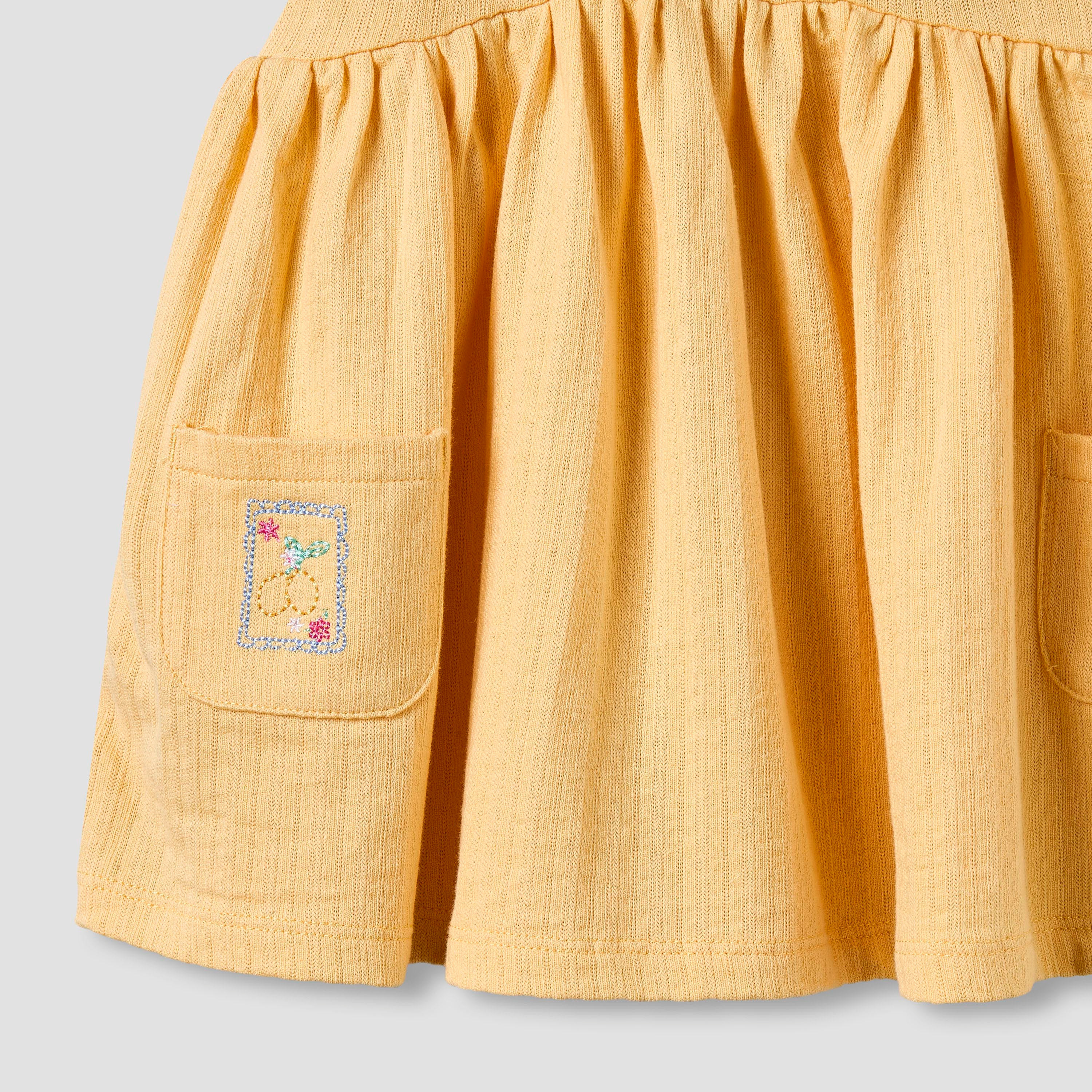 Juniors Round Neck Sleeveless Knee-Length Dress with Embroidery-baby-girls-clothing-dressesandjumpsuits-image-5