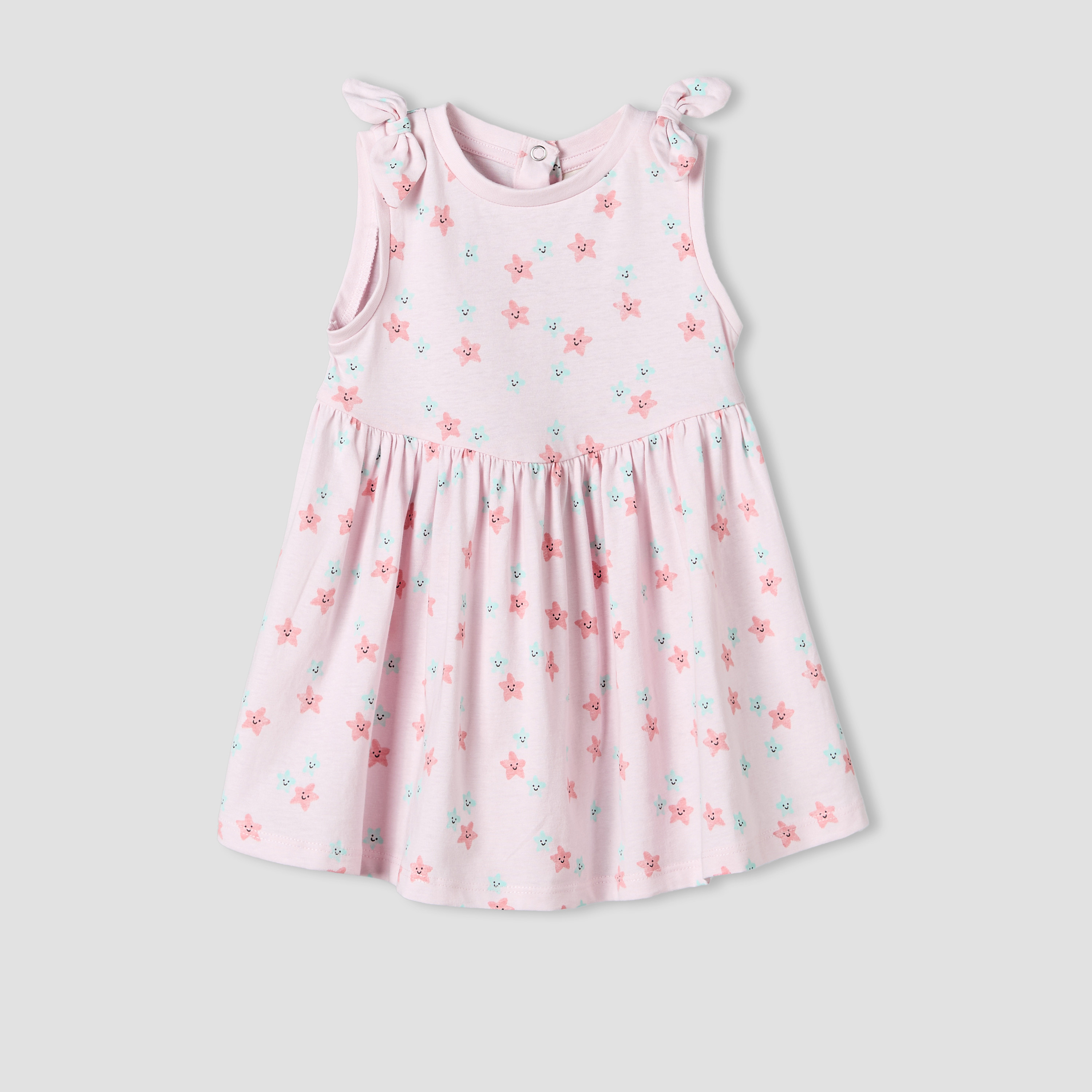 Pack of 2 Juniors Round Neck Sleeveless Knee Length Dress with Star Print-baby-girls-clothing-dressesandjumpsuits-image-3