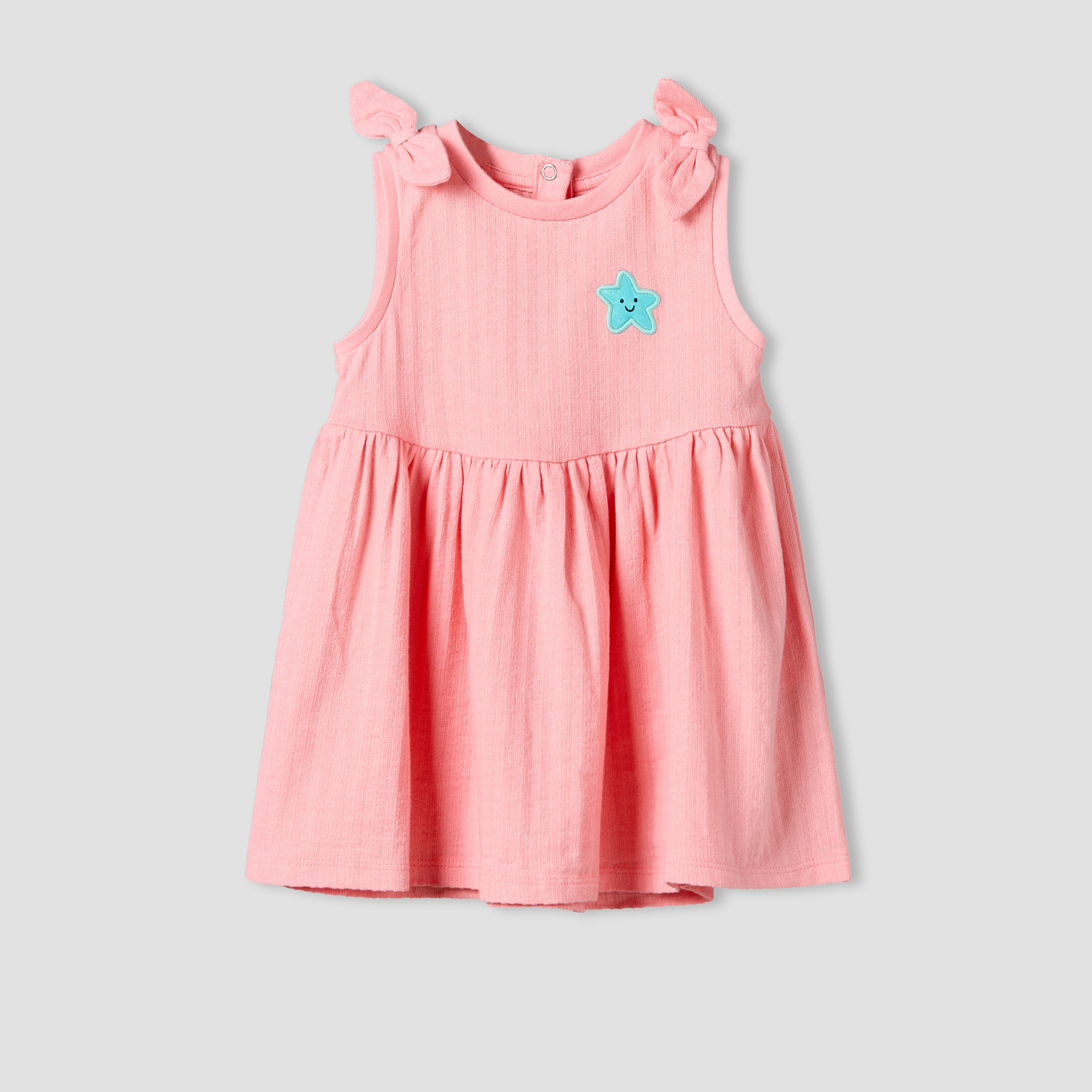 Pack of 2 Juniors Round Neck Sleeveless Knee Length Dress with Star Print-baby-girls-clothing-dressesandjumpsuits-image-4